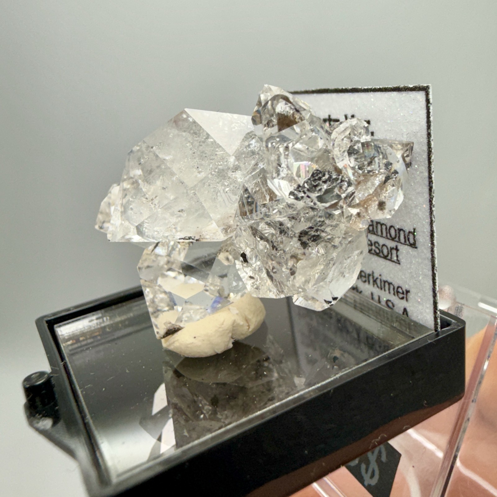 A Grade Herkimer Diamond Gem Cluster, 12 Crystals w/ Minor Black Hydrocarbon