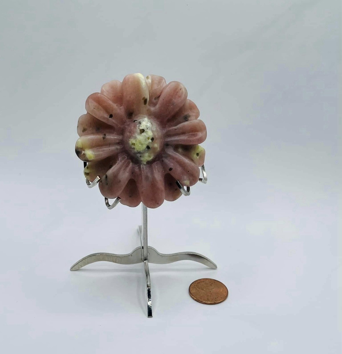 Plum Jasper Flower Carving No Stand