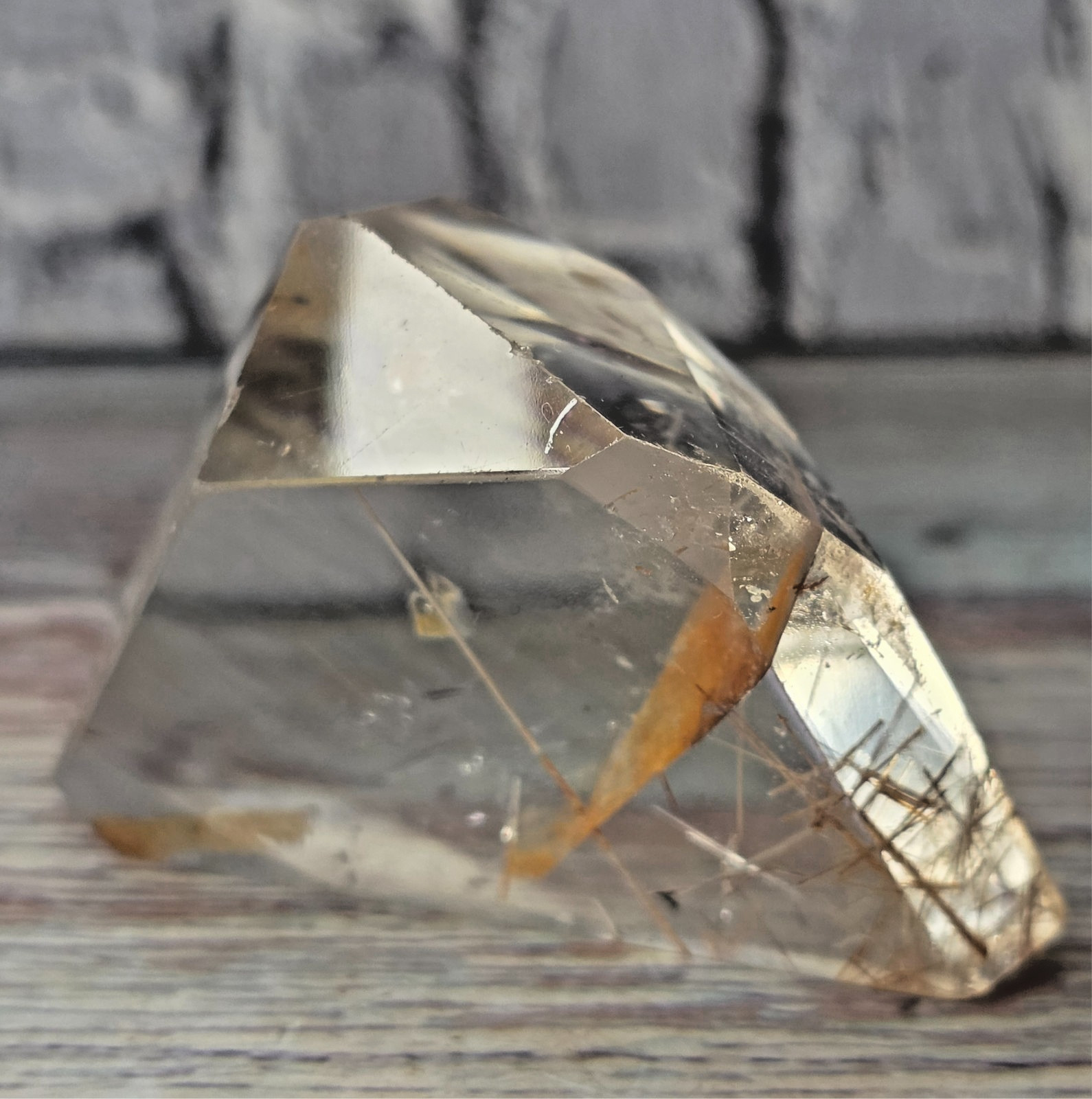 Natural Golden Healer Quartz with Golden & Reddish Rutile Inclusions Freeform