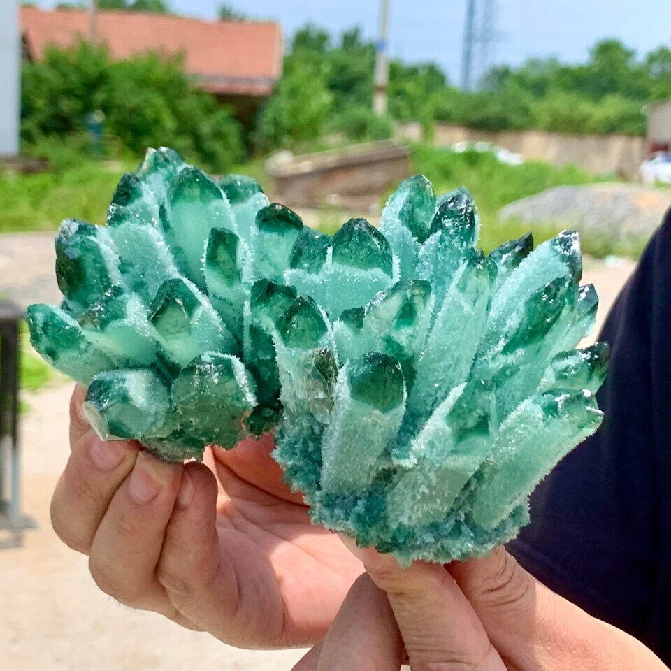 300g+ New Find Raw Green Ghost Phantom Geode Cluster Mineral Specimen Crystal