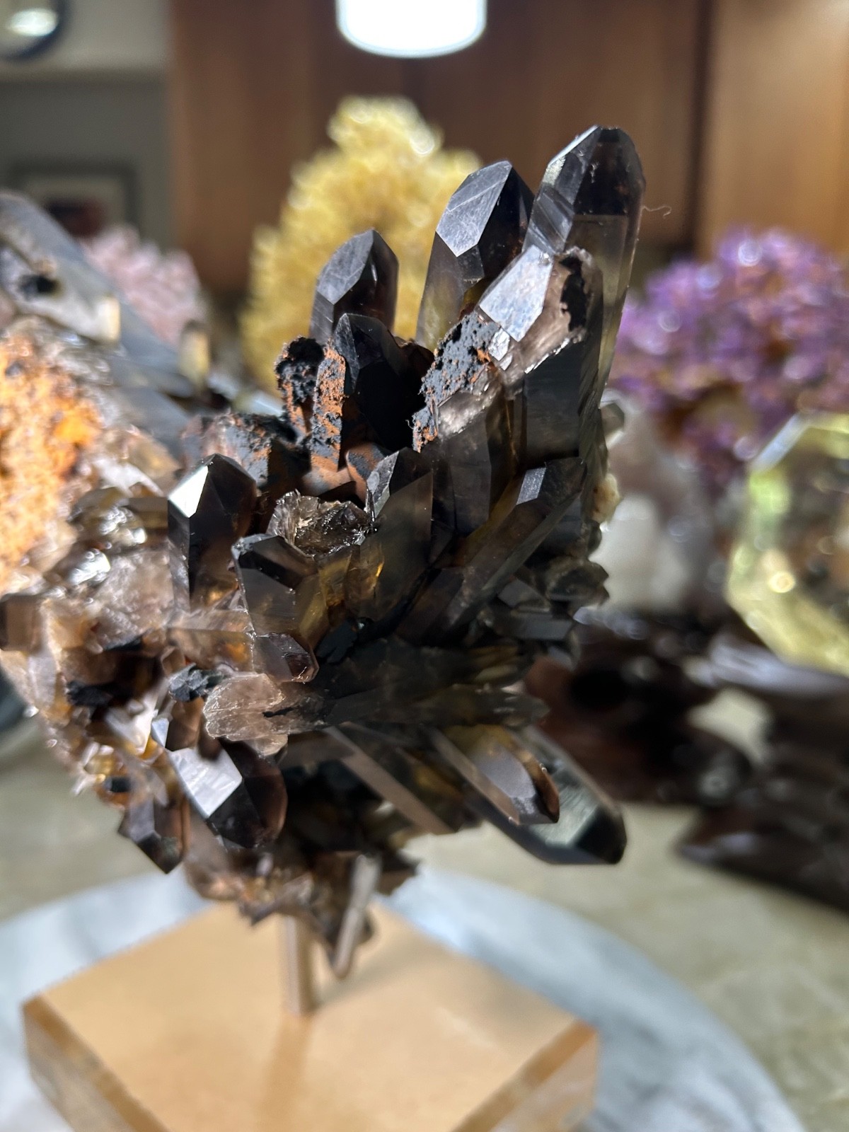 Black Quartz Specimen Freeform on custom acrylic stand big