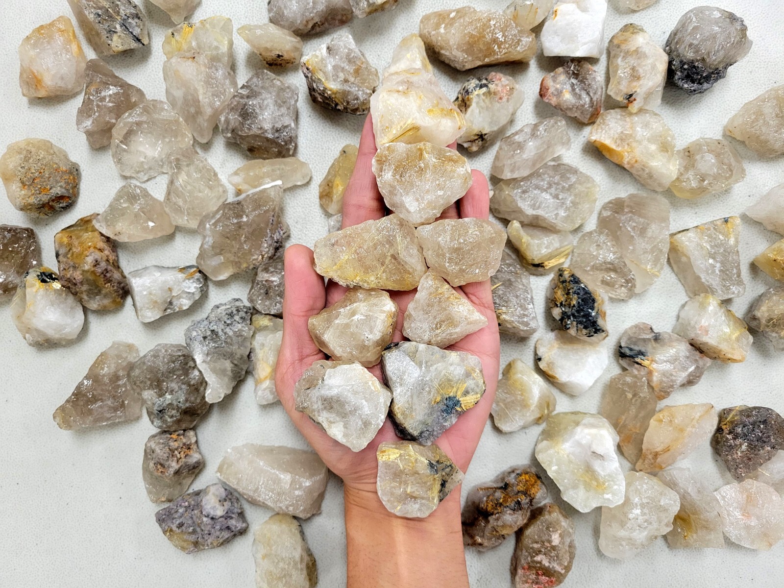 Rough Rutilated Quartz Crystals – Bulk Rutile Quartz Stones for Tumbling Healing