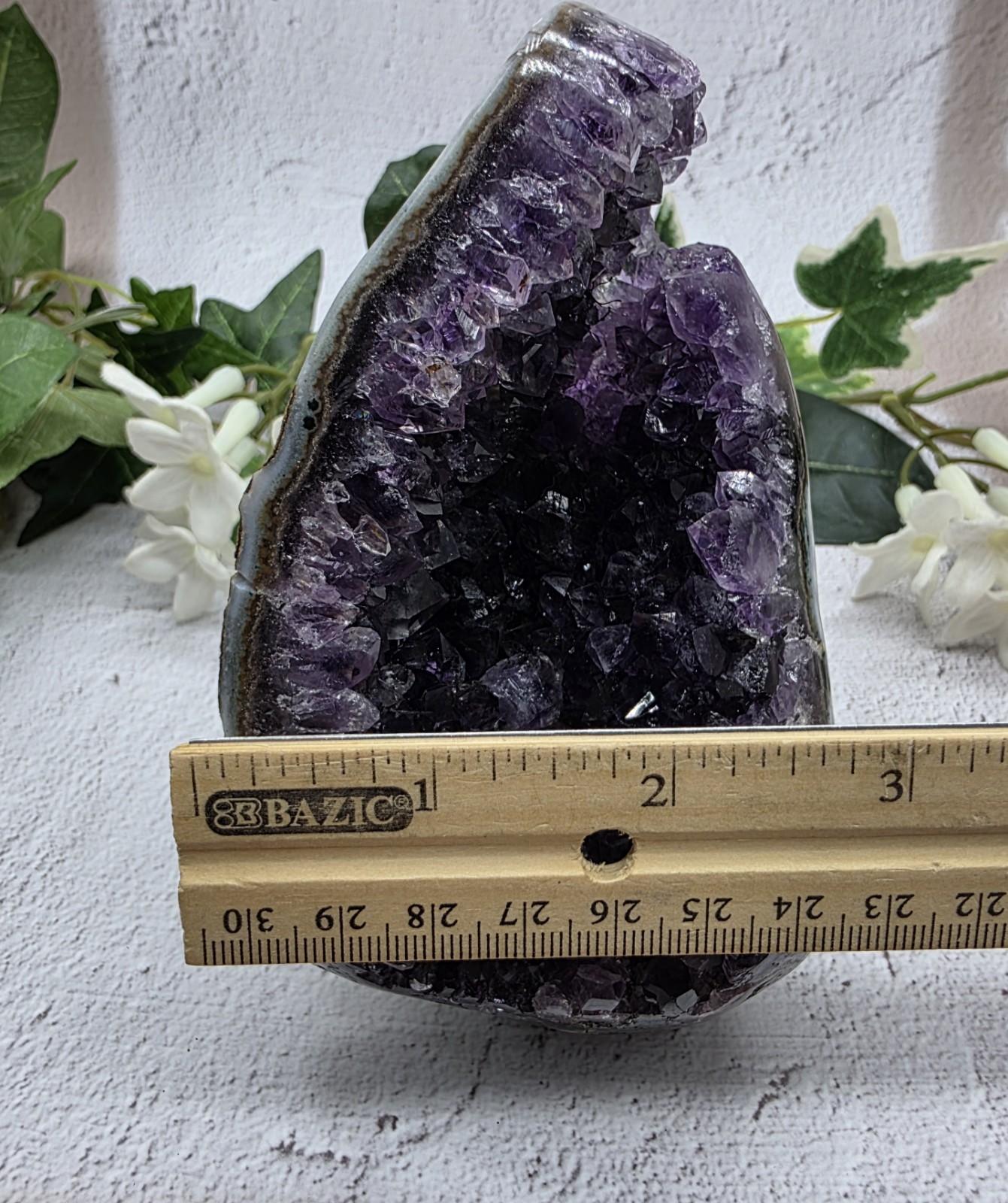 Uruguay Amethyst Druzy Geode Crystal Specimen w/ Acrylic Display Stand 1 Lb 6.6