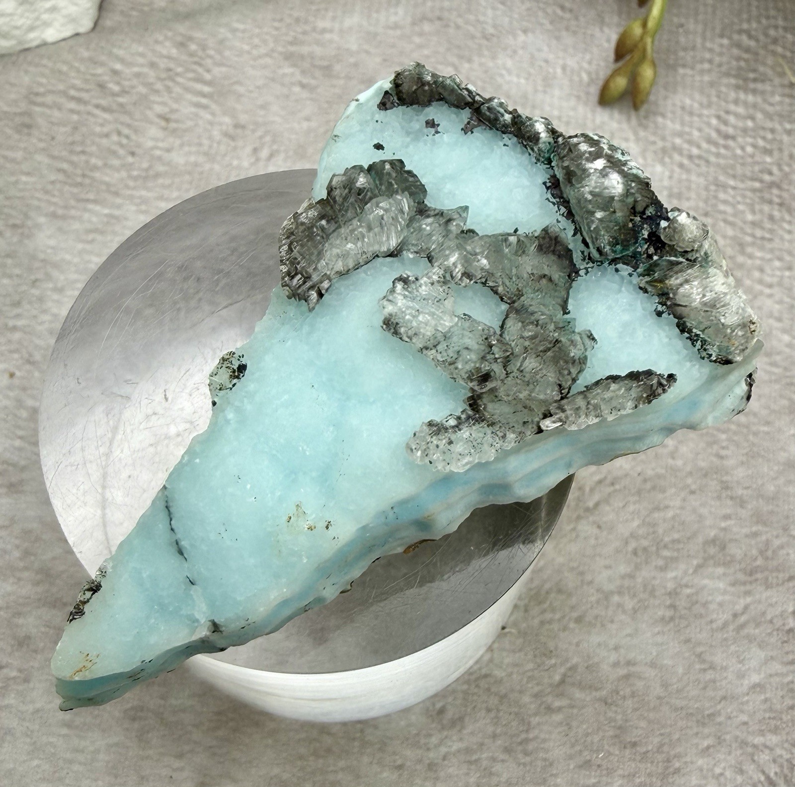 Crystal 43g Hemimorphite With Selenite Specimen Mineral Raw