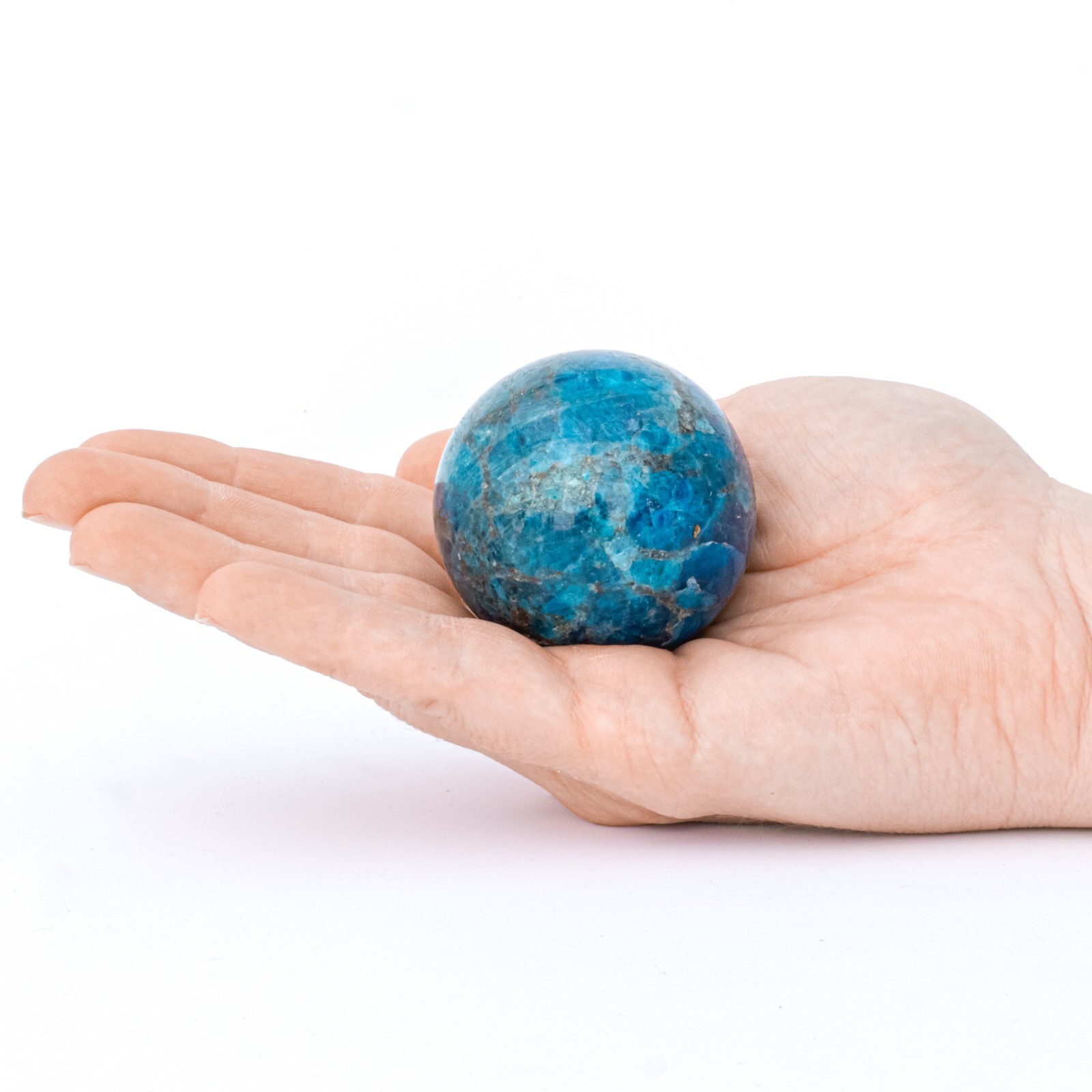40-50mm Natural Blue Apatite Gemstone Sphere & Stand Crystal Display Ball