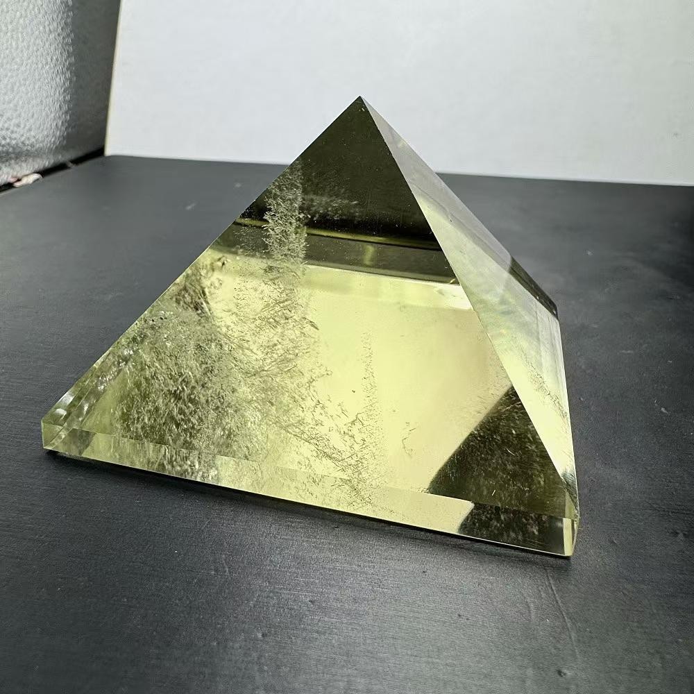 320g Natural Citrine Quartz Carved Pyramid Crystal Reiki Healing Decor