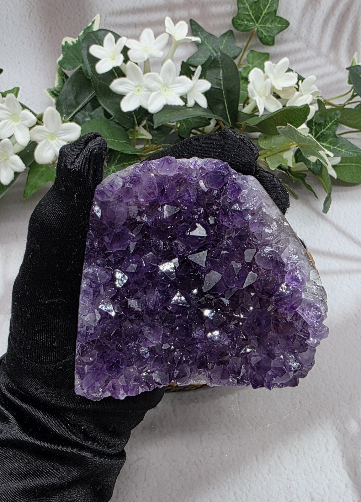 Natural Uruguay Amethyst Geode Purple Crystal with Agate Banding Free Standing