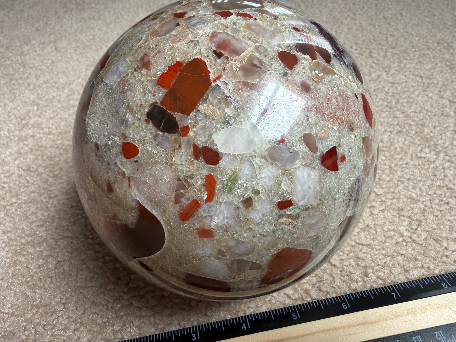 8.75lb Michigan Puddingstone Pudding Stone 5 1/2″ custom made beautiful SPHERE