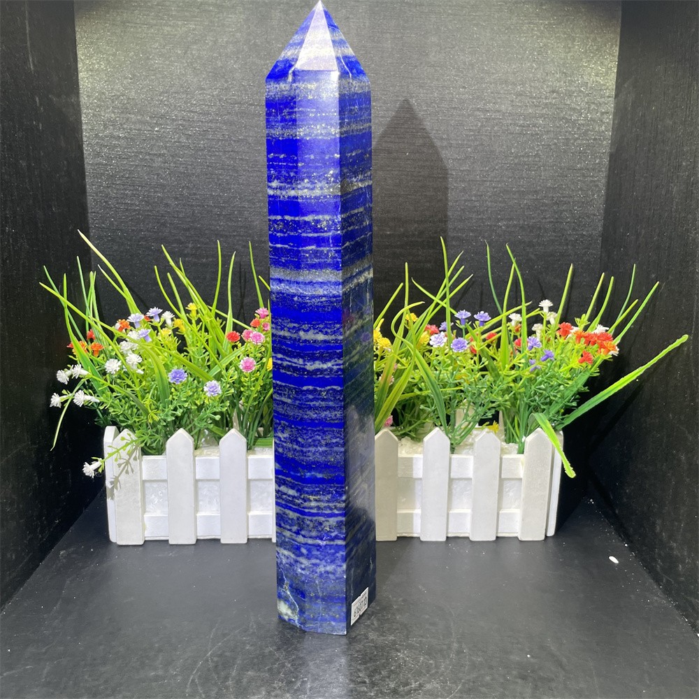3.7LB 12.9″ Natural Lapis Lazuil Obelisk Tower Crystal Quartz Reiki Healing