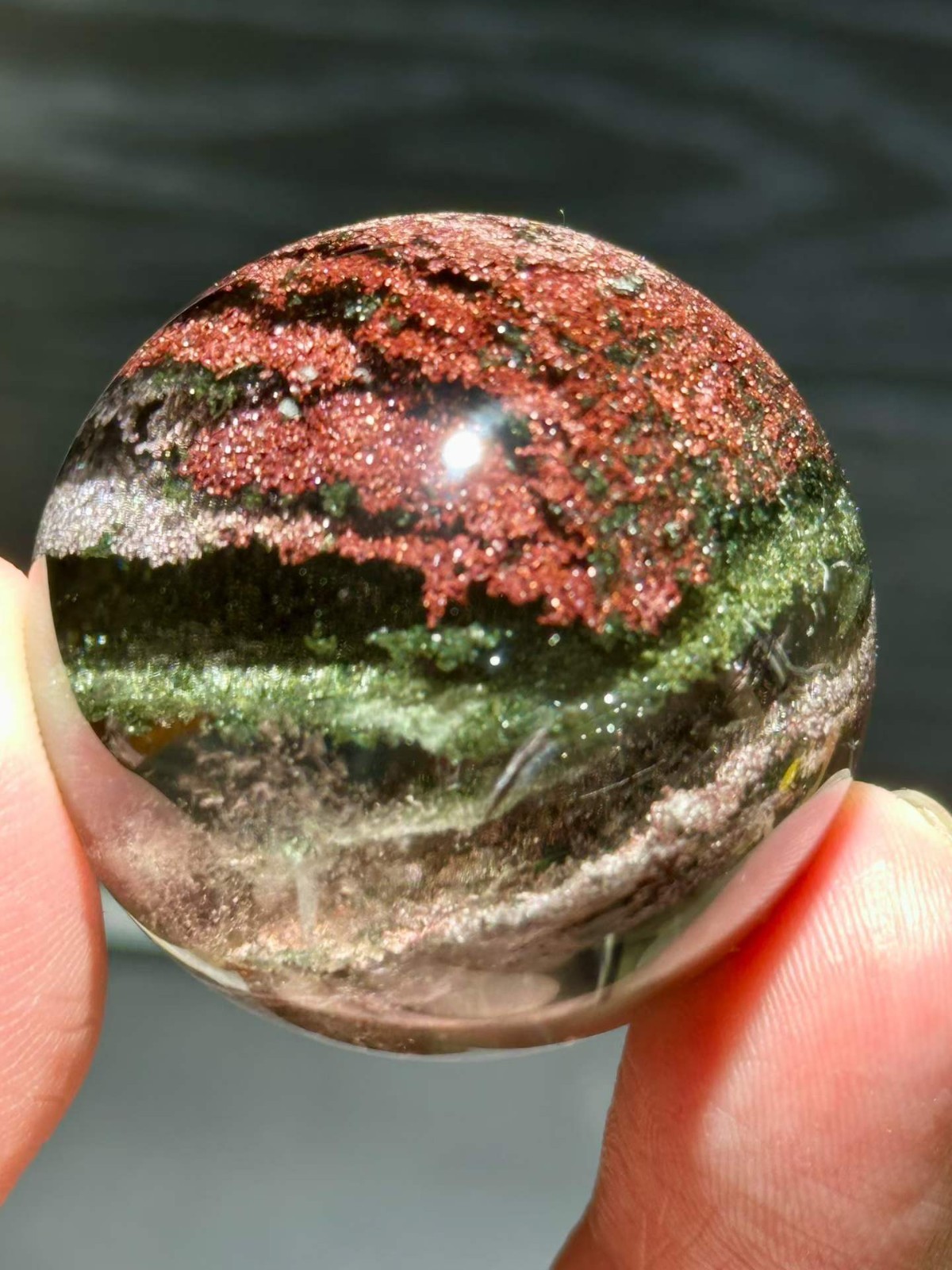 40mm Natural Color Phantom Quartz Sphere Energy Crystal Ball Reiki Decor