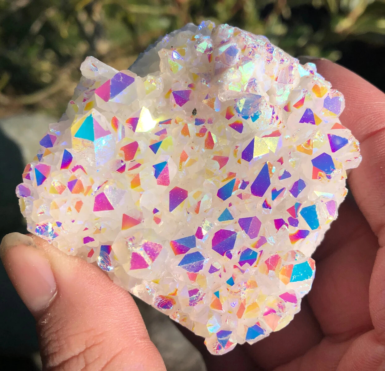 Titanium Rainbow Cluster | Angel Aura Geode Quartz Crystal Specimens Home Decor