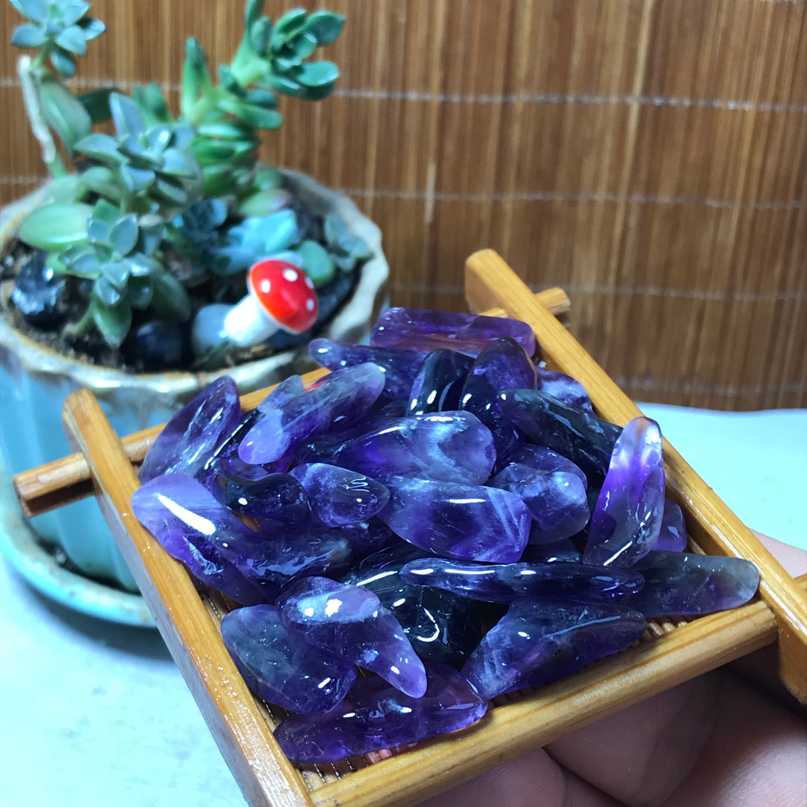32pcs Natural Dreamy amethyst Crystal gemstone Polish Mineral Specimen 60g A6586