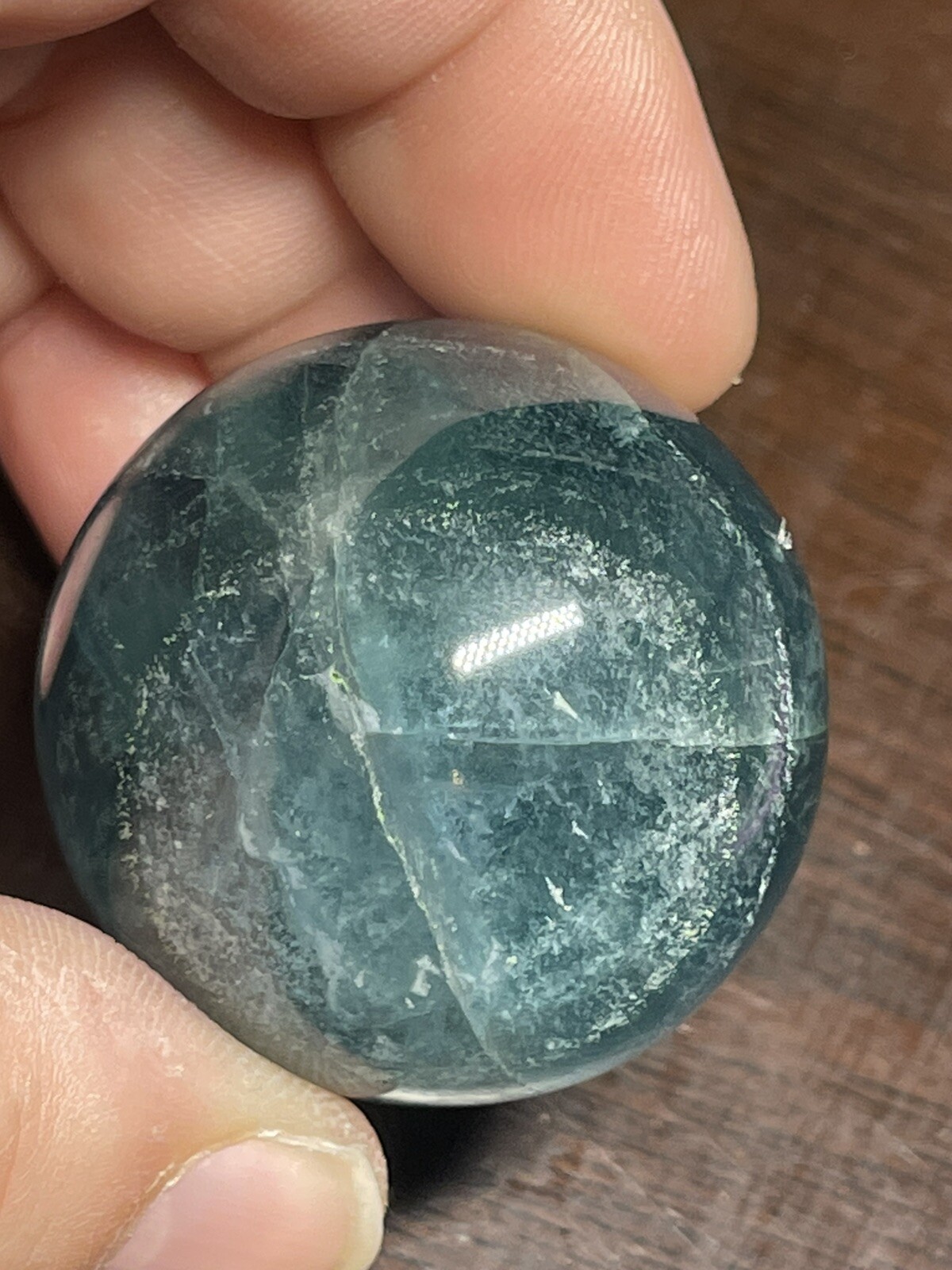 Blue Green Fluorite Mini Sphere Ball Orb Marble 34.6mm 71g