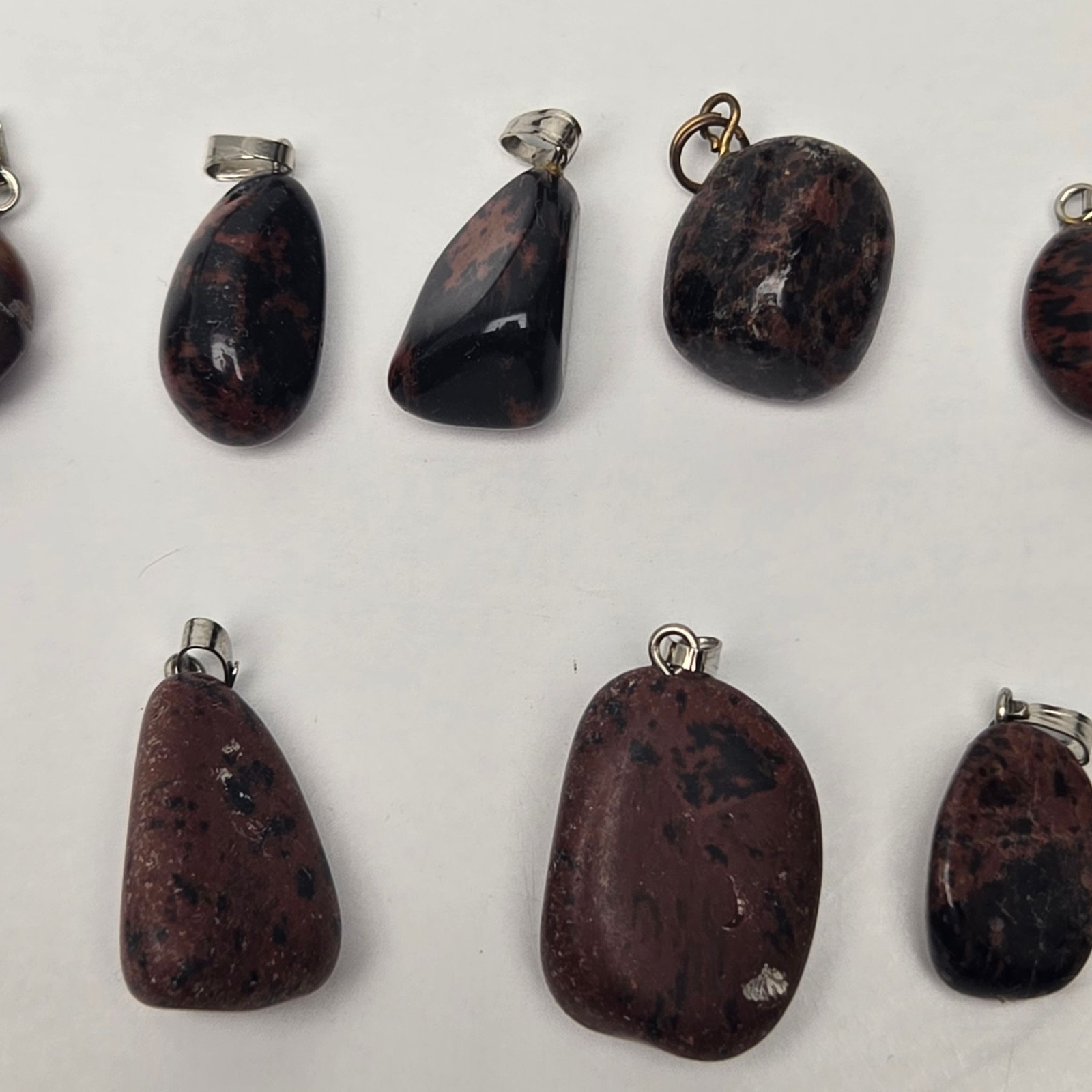 Lot 20 Mahogany Obsidian Tumbled Stone Pendants Natural Polished Rock Jewelry