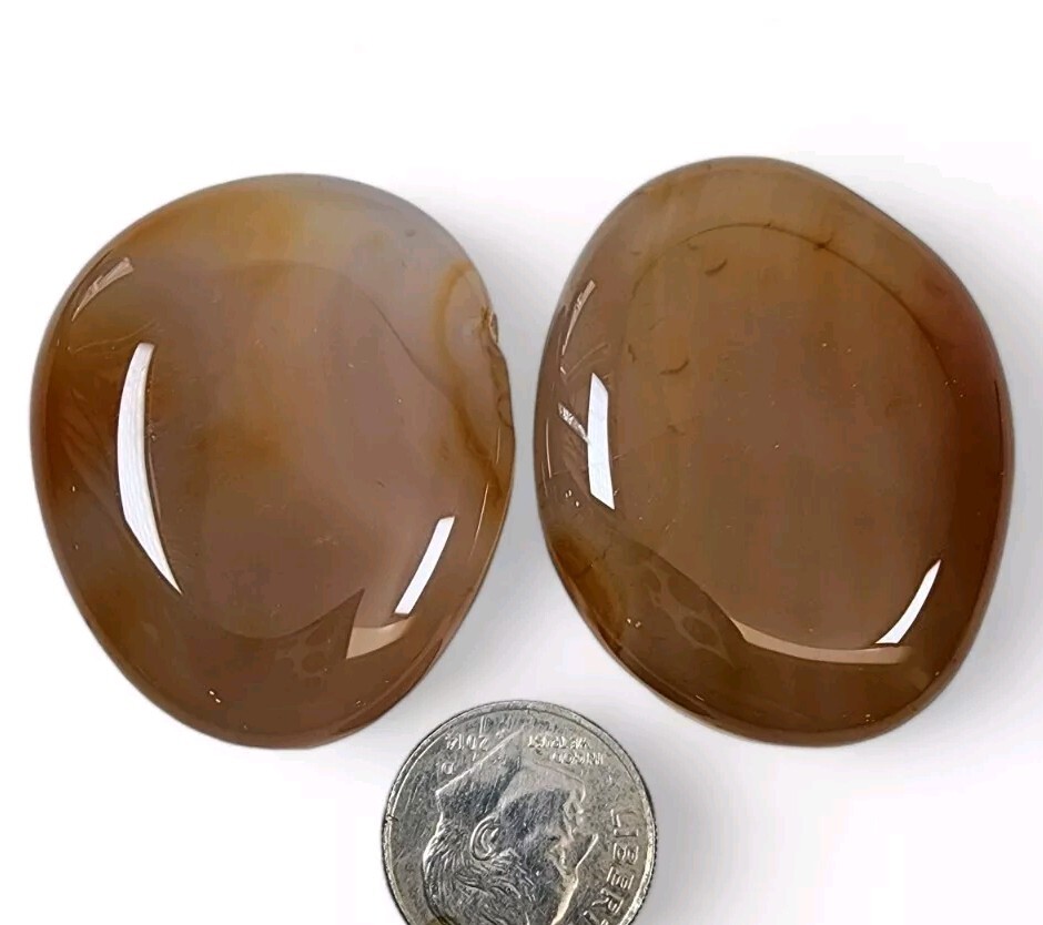 Carnelian Agate Polished Smooth Stones Brazil 45.2 grams. 2 Piece Lot