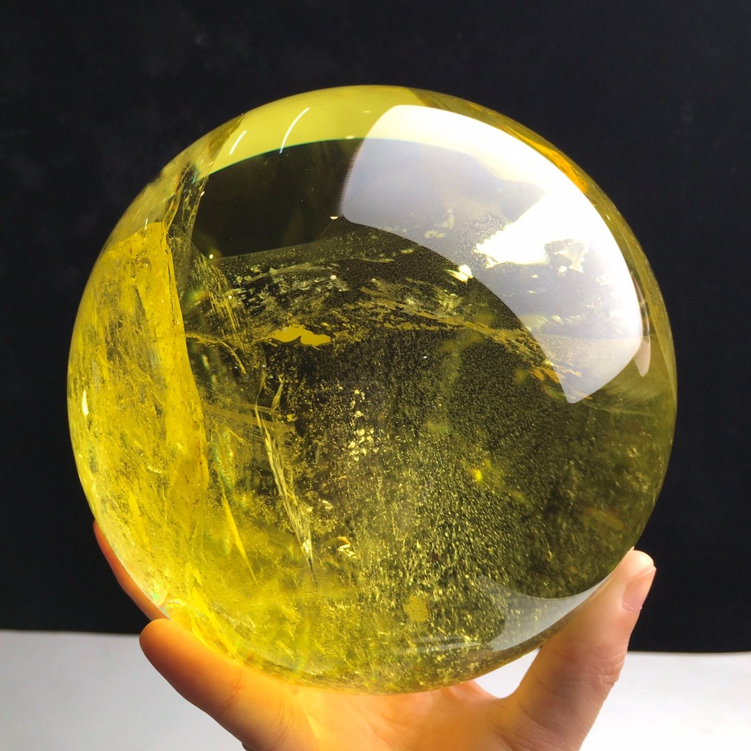 8LBTop Natural Citrine Sphere Quartz Crystals Reiki Ball Gems Decorate Gift