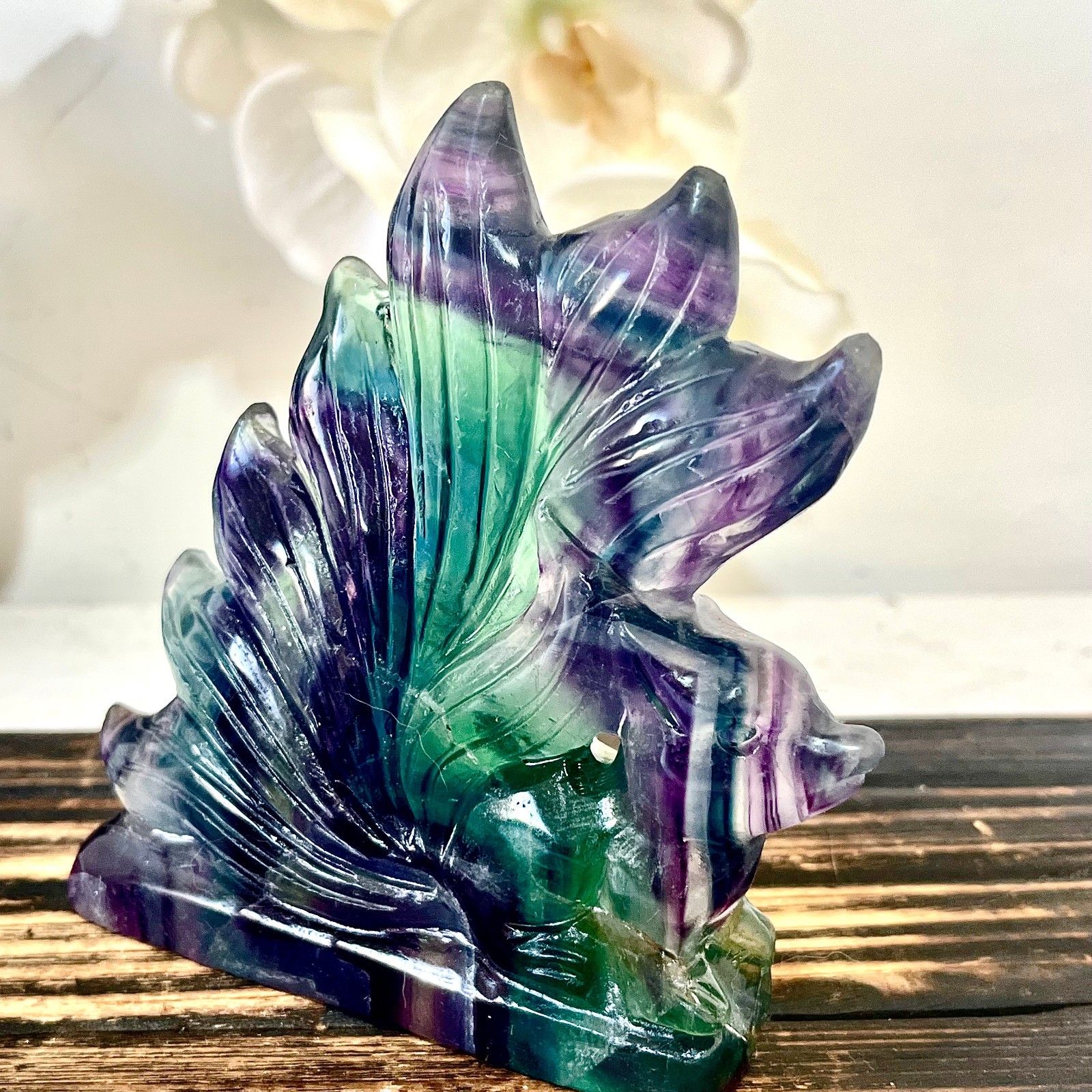 1.47LB Natural fluorite quartz products, hand carved and polished spiritual orna