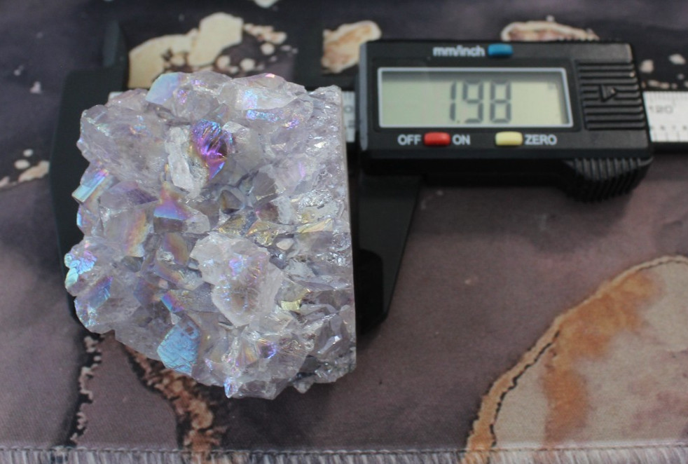 AURA COATED AMETHYST FREEFORM 1.98 INCHES TALL/ 169.3 GRAMS