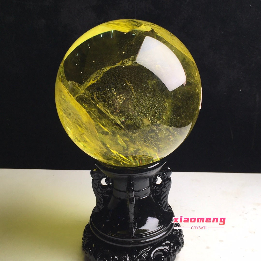 8LBTop Natural Citrine Sphere Quartz Crystals Reiki Ball Gems Decorate Gift