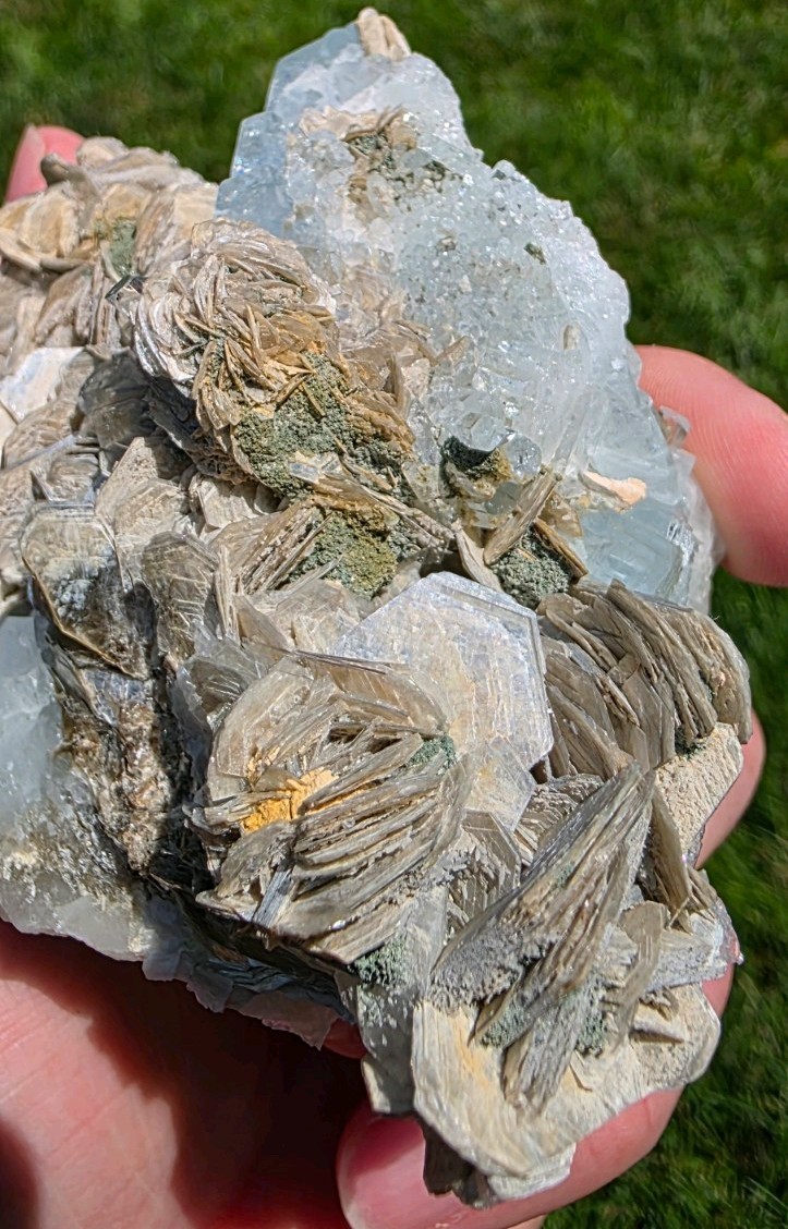 Aquamarine Crystal Garden on Muscovite