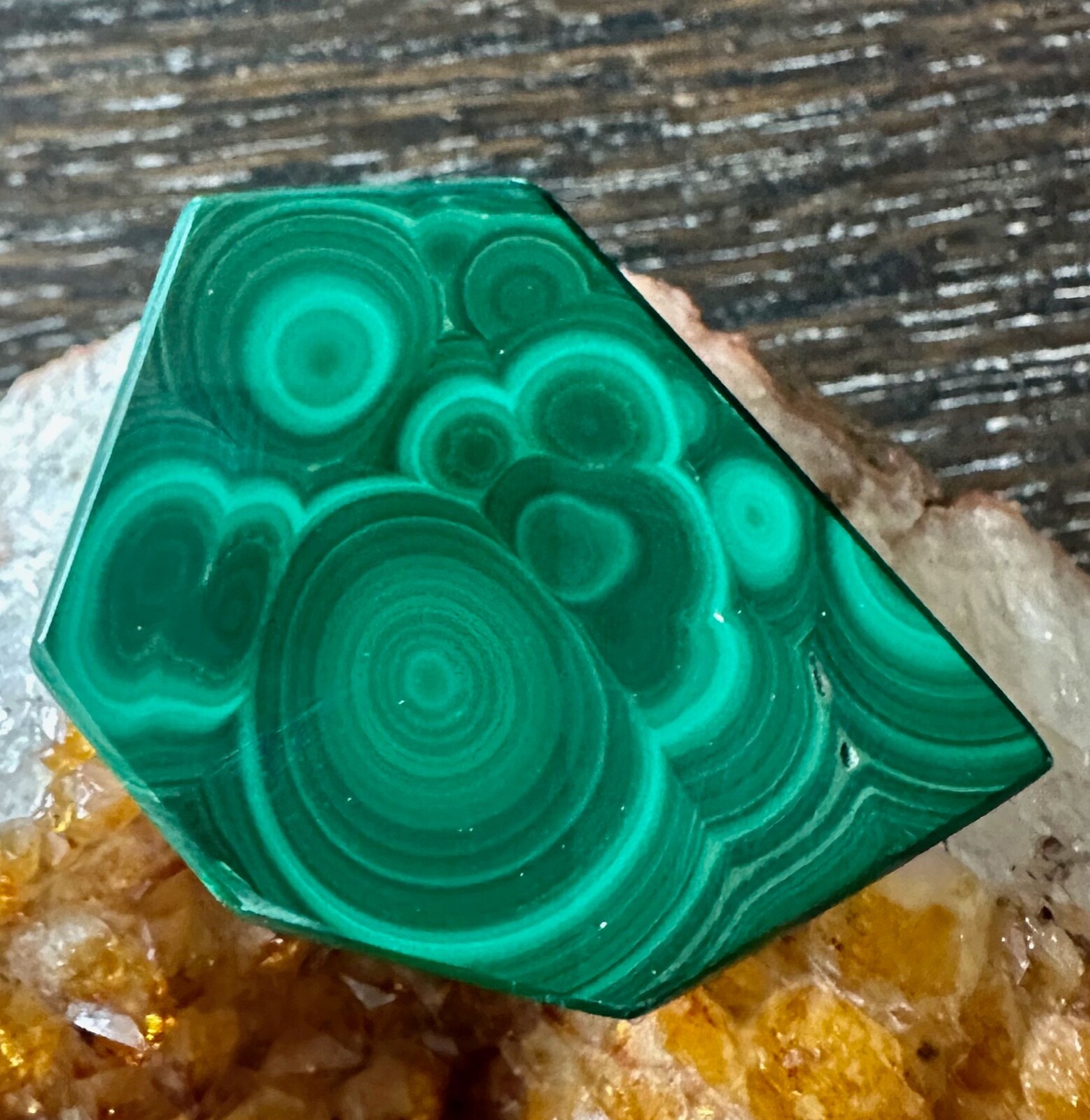 Stunning Malachite Slab – 55mm x 40mm – Excellent Bullseye Pattern