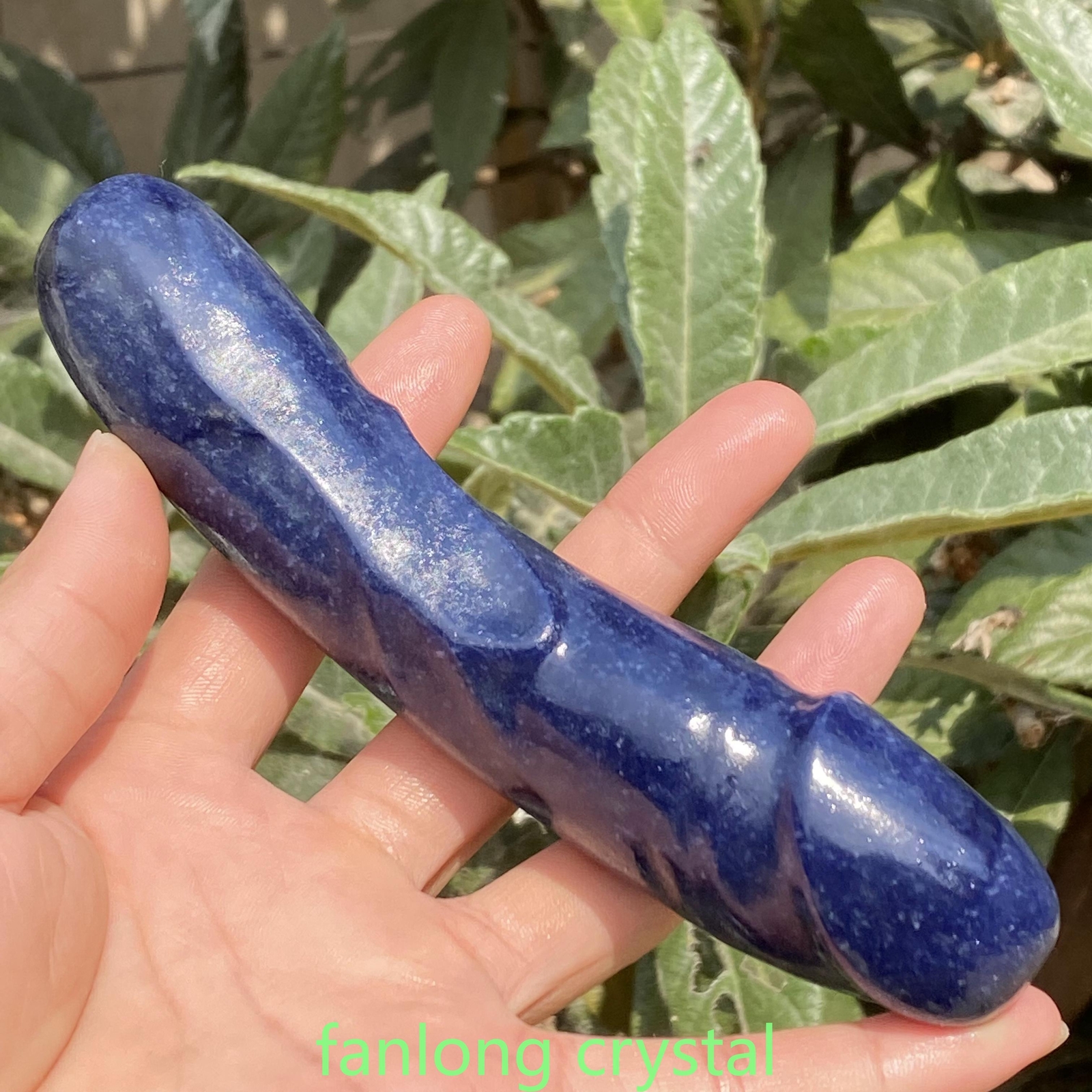 6in Natural blue Aventurine Male Penis Quartz Crystal Skull Massager scrub 1PC