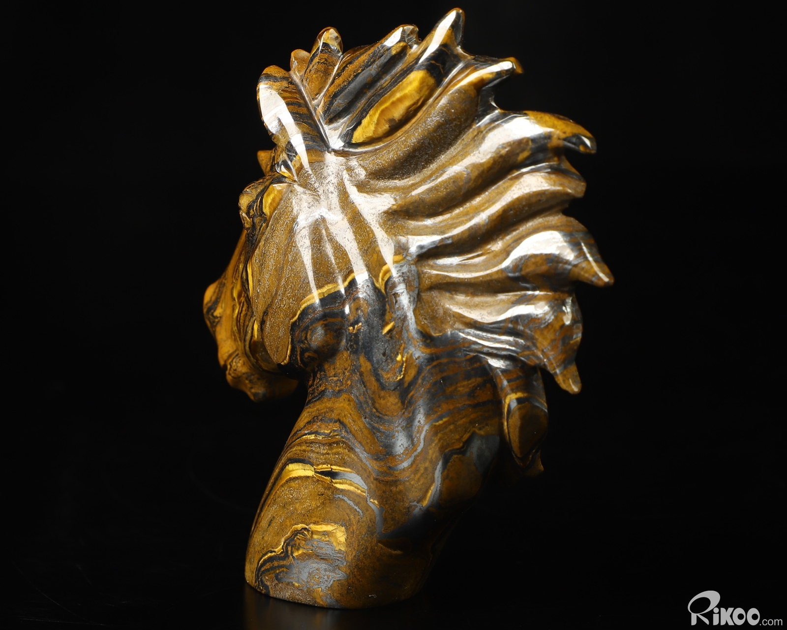 3.7″ Tiger Iron Eye Hand Carved Crystal Horse Sculpture, Crystal Healing