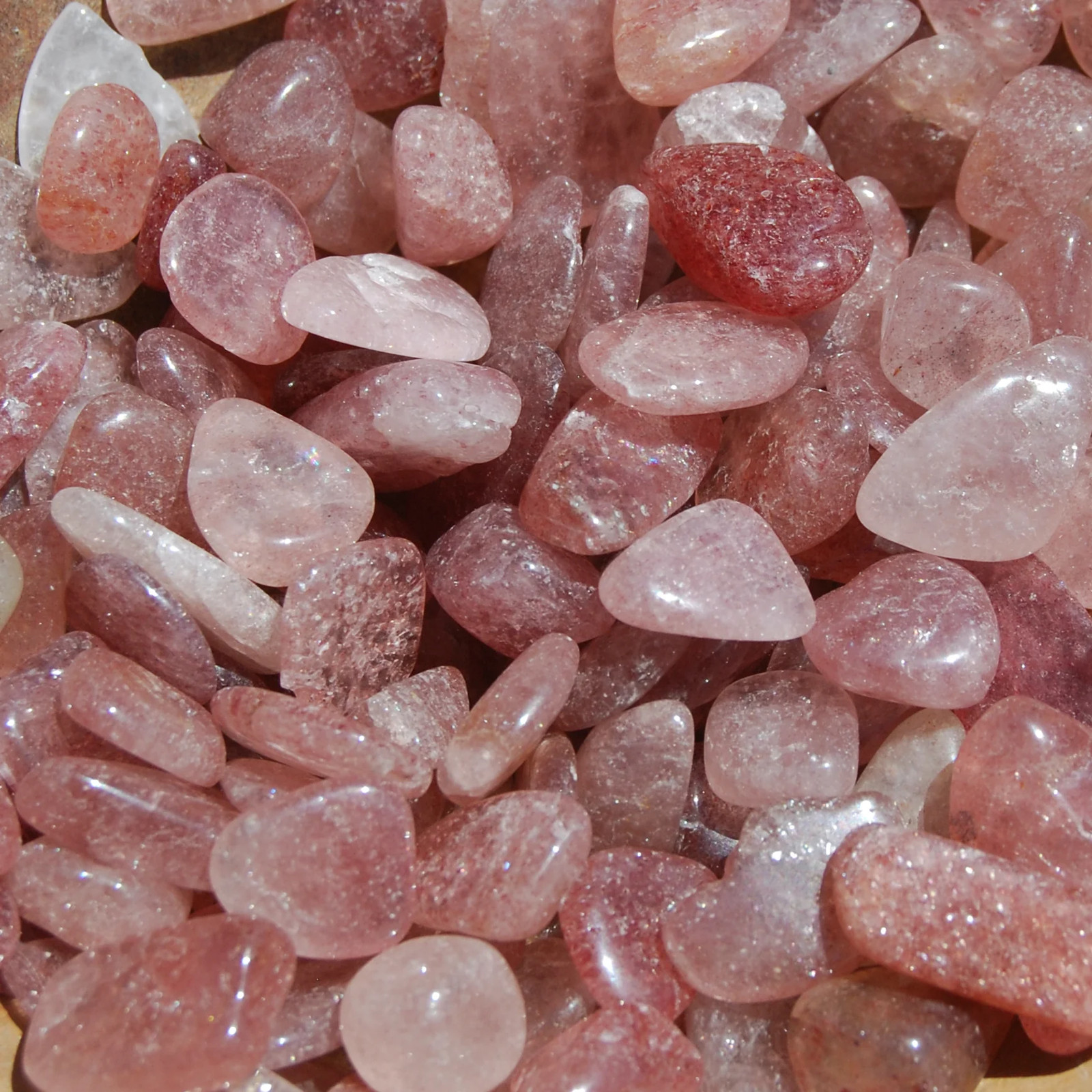 10pcs Strawberry Quartz Tumbled Stones, Tanzurine Quartz, Small Crystal Set