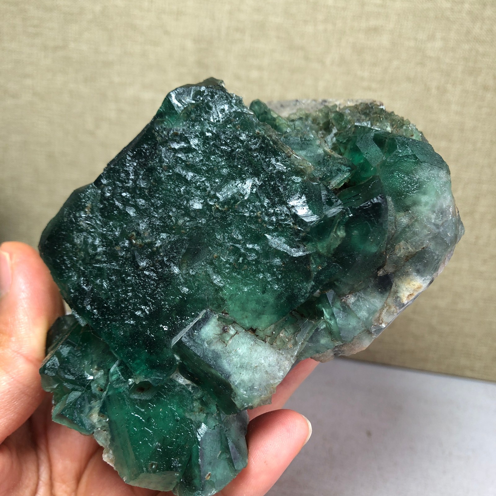 681g NATURAL Green Cubic FLUORITE Crystal Cluster Mineral Specimen A4721