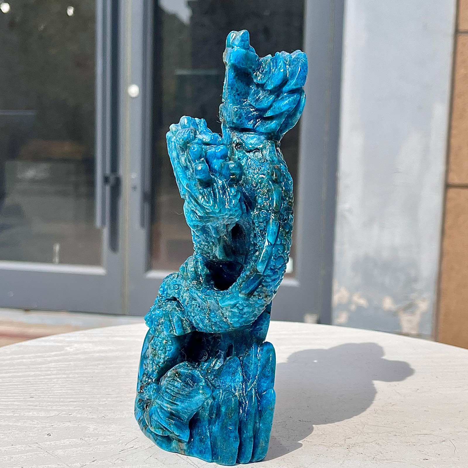 2.99LB Natural dreamy blue lithium gray pattern hand carved and healed