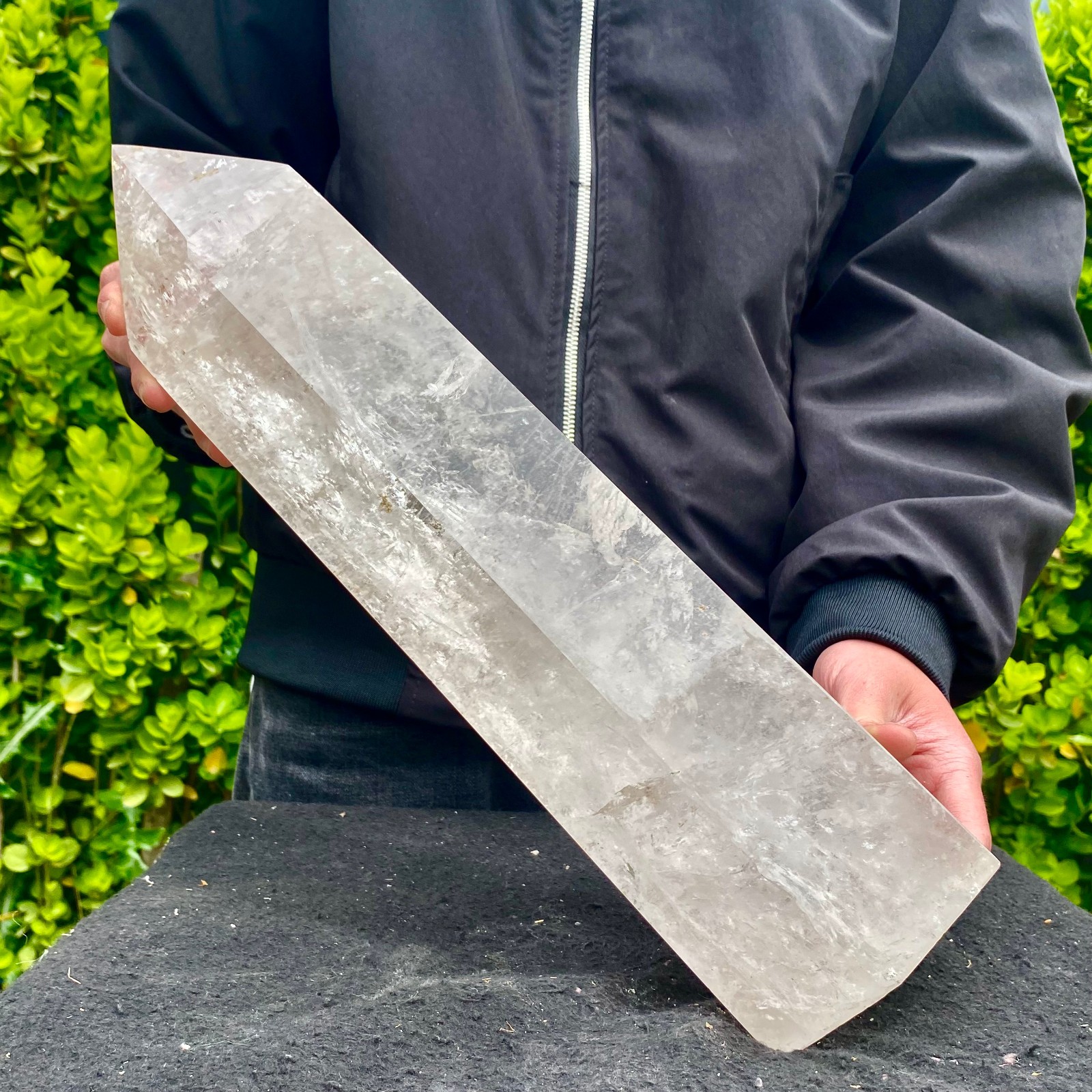 14.6LB Natural Clear Quartz Crystal Point Healing Wand Polished Rock