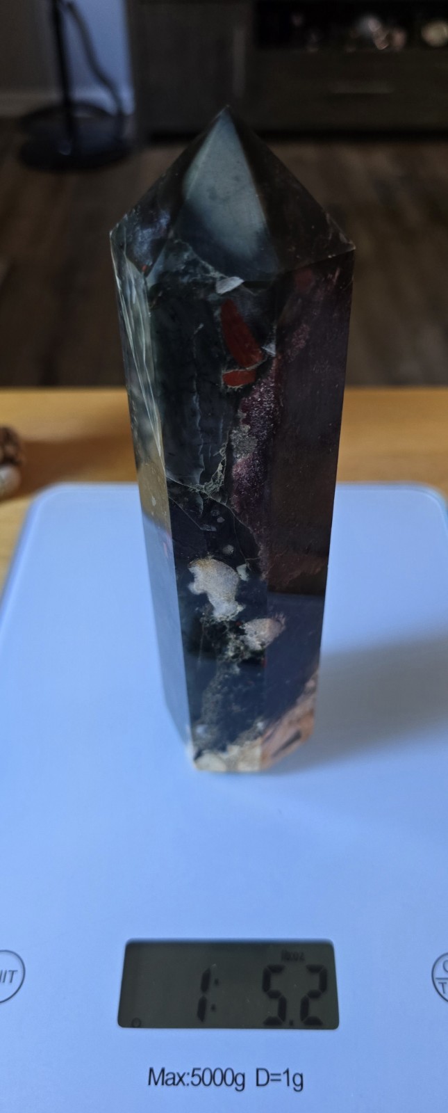 African Bloodstone Crystal/Stone Point Tower Obelisk 1 Lbs 5.2 Oz