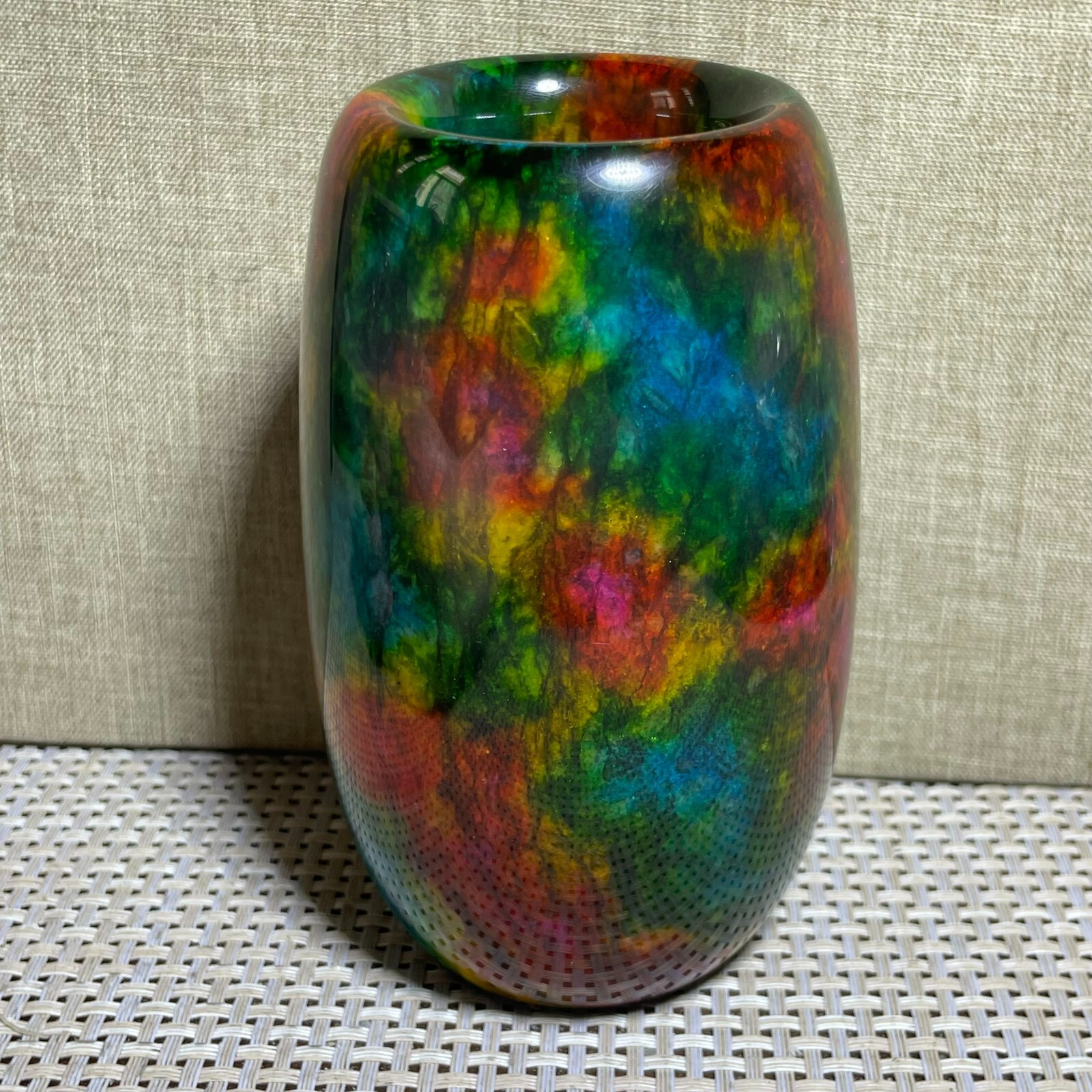 “Seven Colors Jade” vase specimen Penholder -Taiwan China 128mm A5