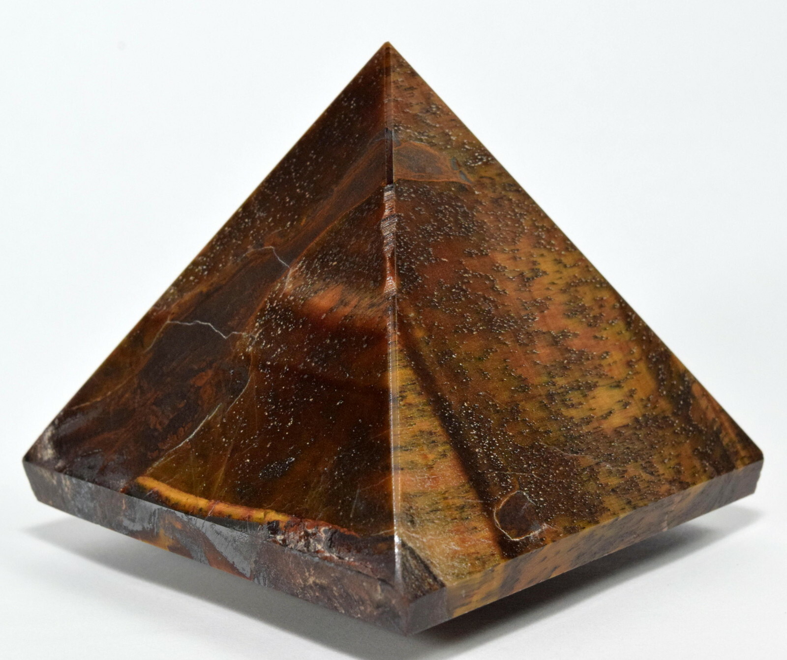 2.4″ 215g Red Yellow Tiger Eye Pyramid Polished Chatoyant Crystal Stone – Africa