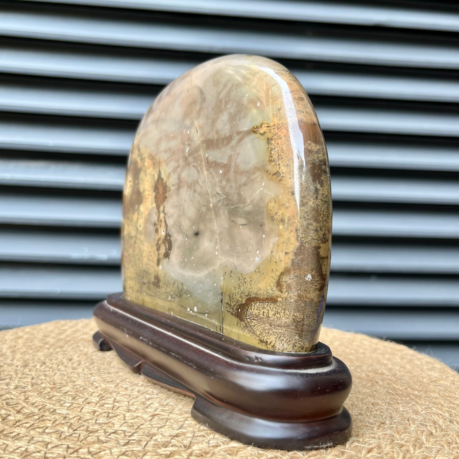 Natural Stone Display Polished Scenic Pattern Art w/ Stand 5.8 lb