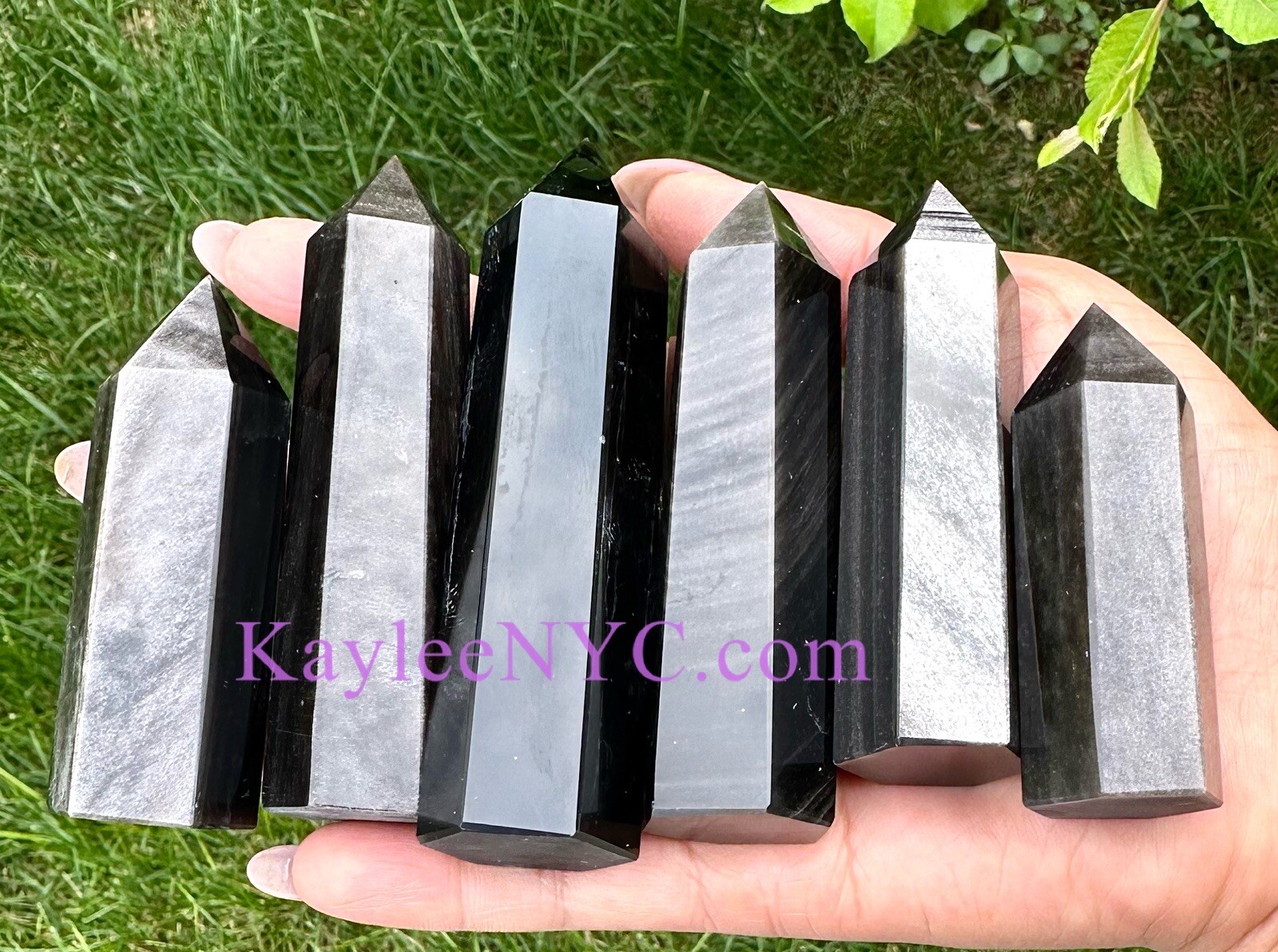Wholesale Lot 1 Lb Natural Silver Sheen Obsidian Obelisk Tower Point Crystal