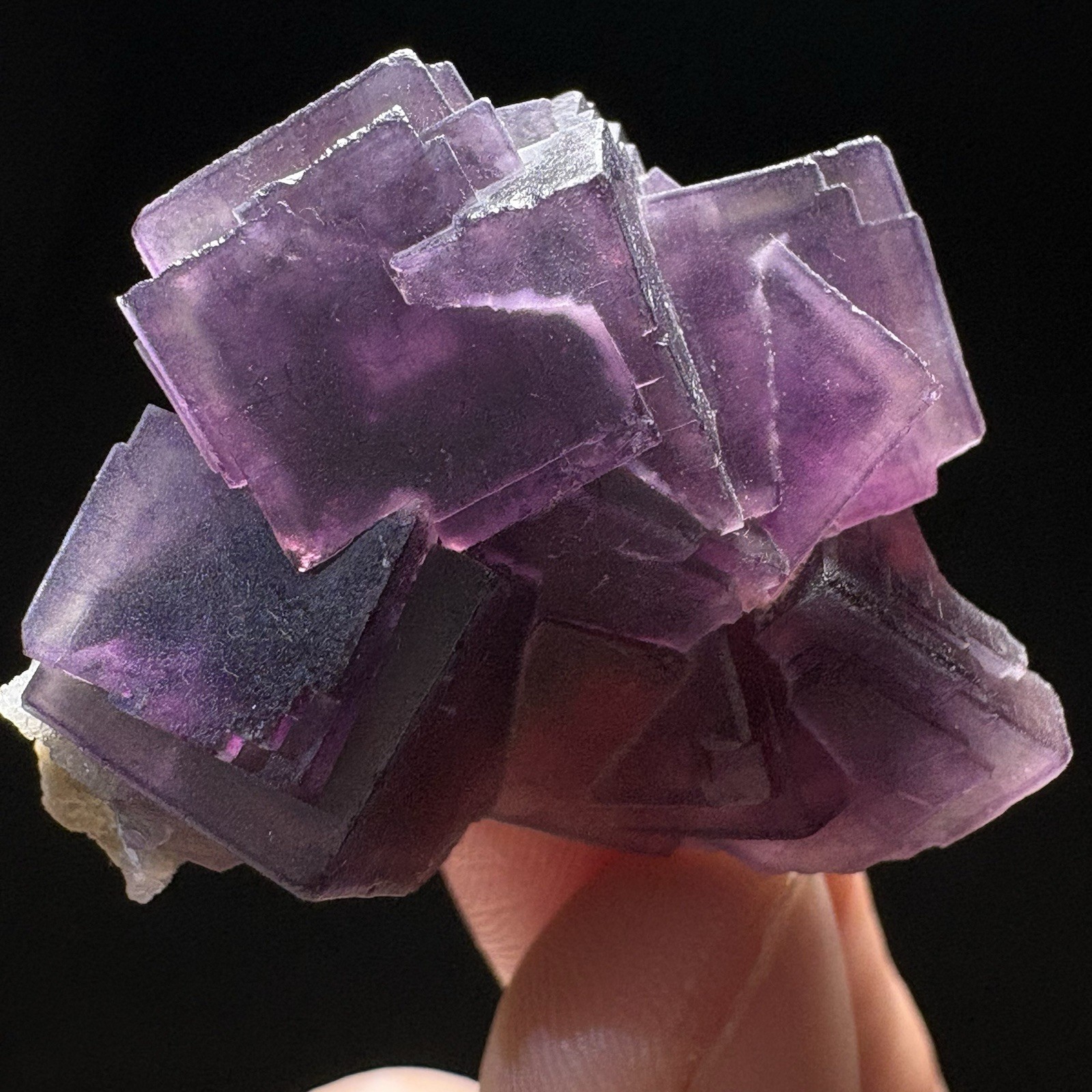 AAA+ Step-Edged Fluorite Recursive Growth Geometric Phantom Raw Mineral Crystal