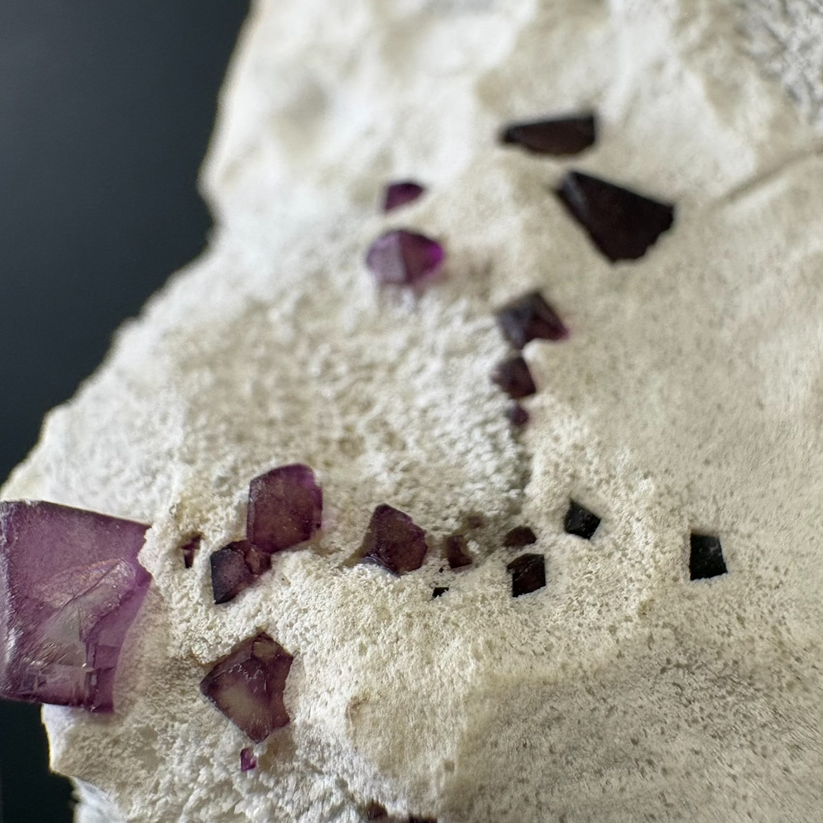 Natural Green & Purple Octahedron Fluorite on White Druzy Crystal Specimen B13