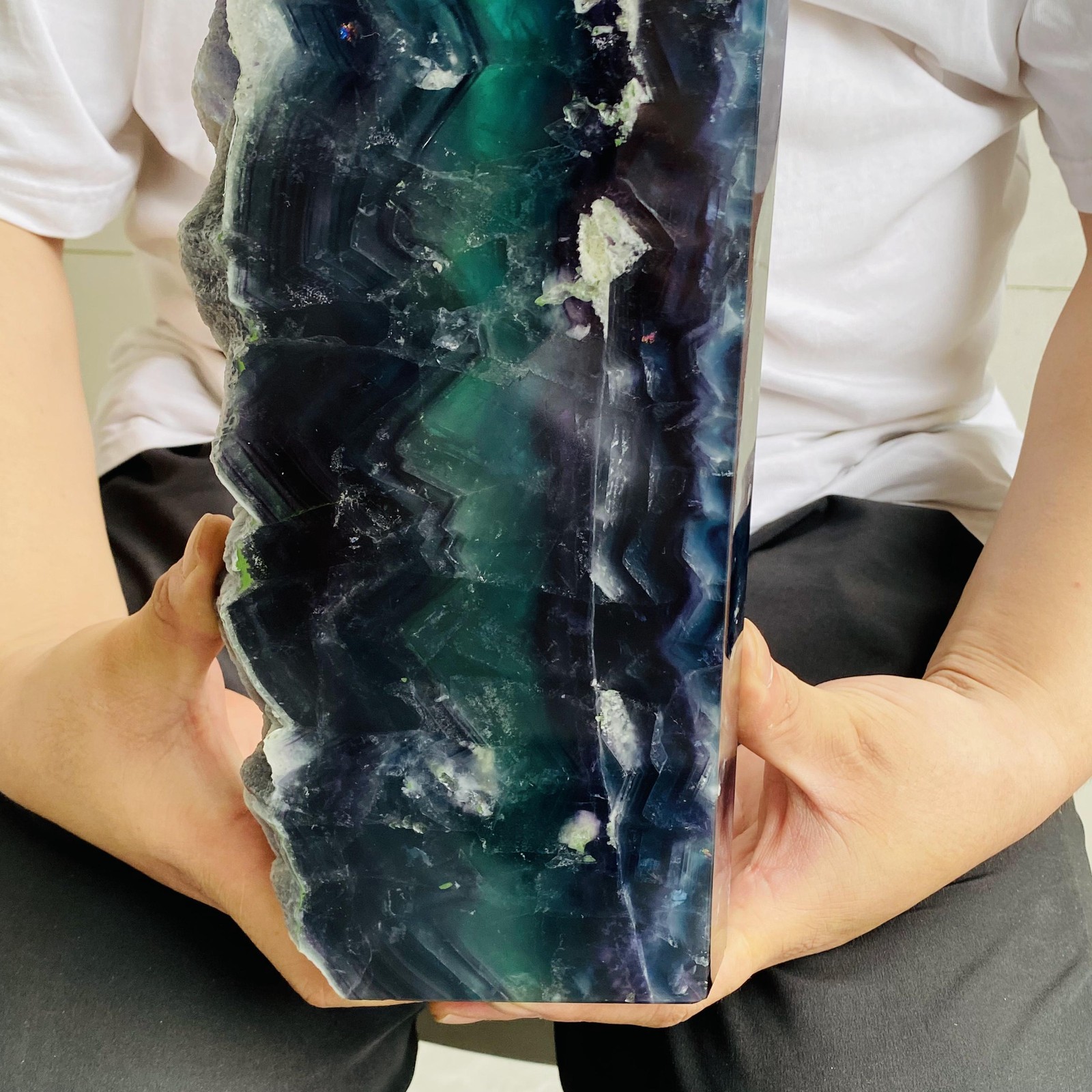 Natural Fluorite Obelisk Quartz Crystal Healing Reiki Wand Tower Point 4880g