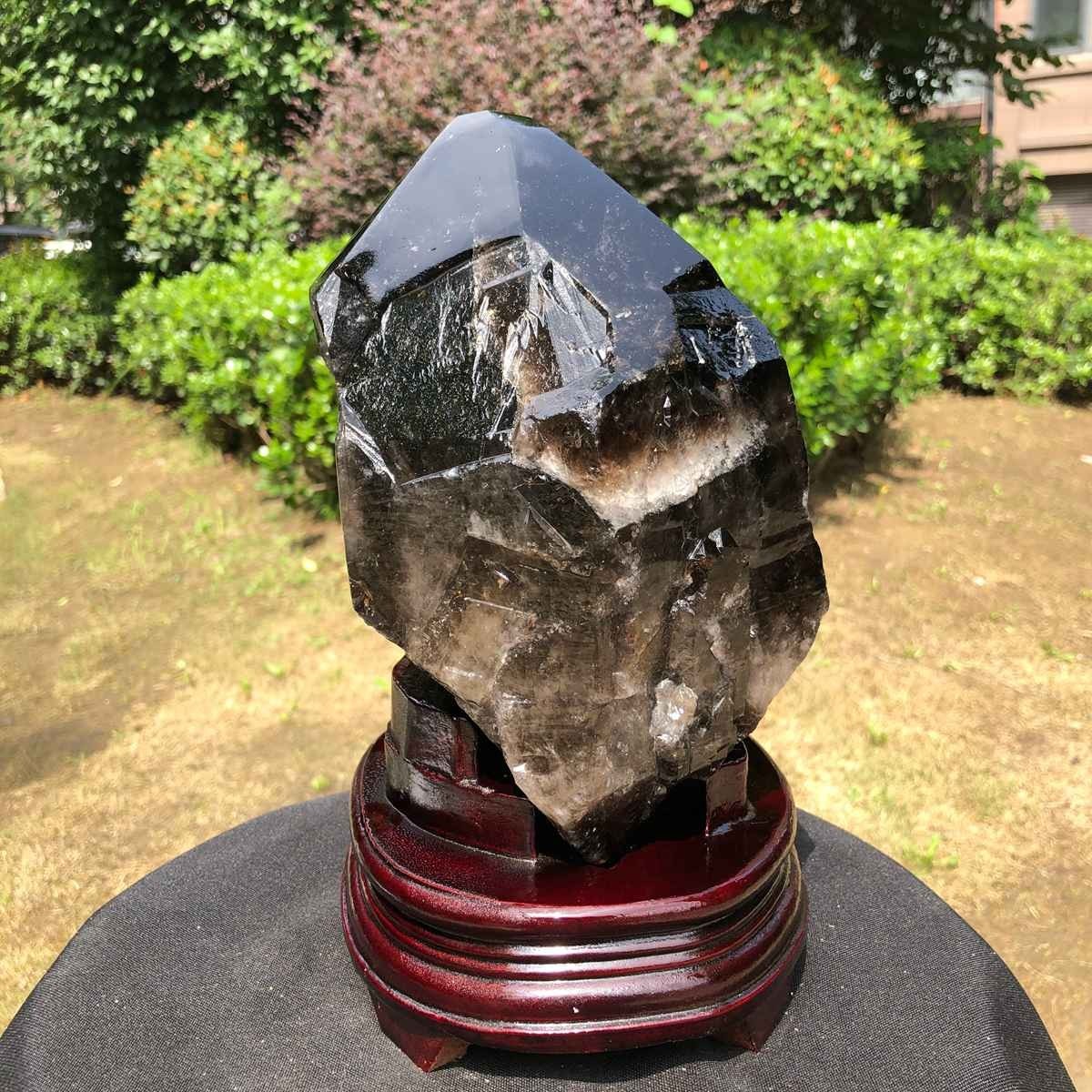 12.78LB Natural Dark tea quartz Crystal Specimen Reiki Mineral Add bracket 1810