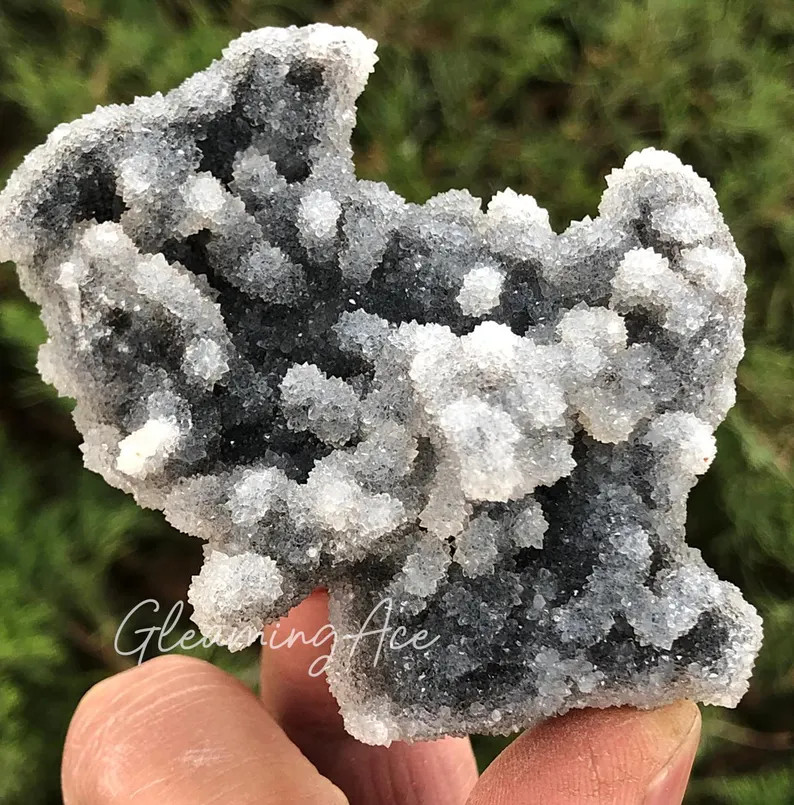 Vintage Natural Black Druzy Sphalerite Rough Mineral Crystal Cluster Stone Gift