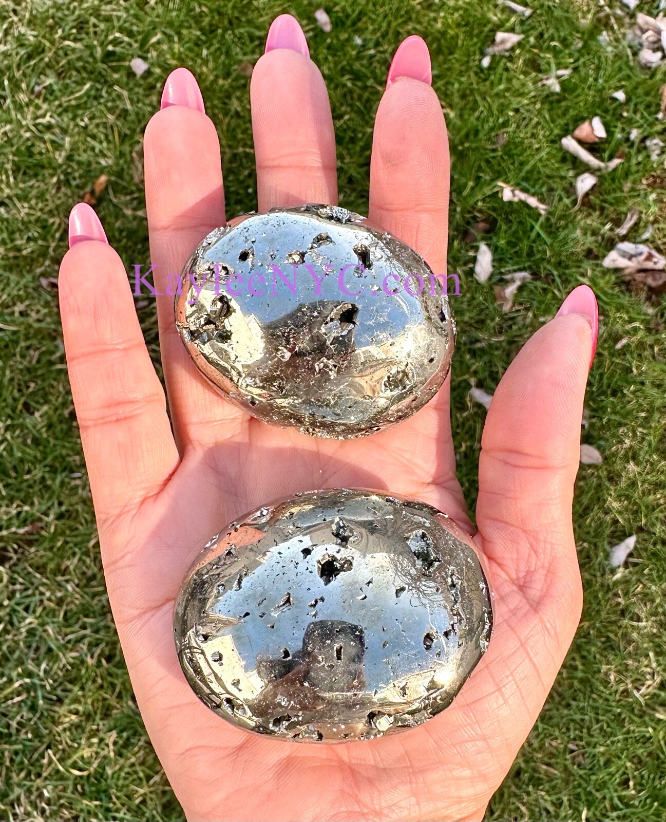 Wholesale Lot 5-6 PCs Natural Pyrite Palm Stone Crystal Healing Energy