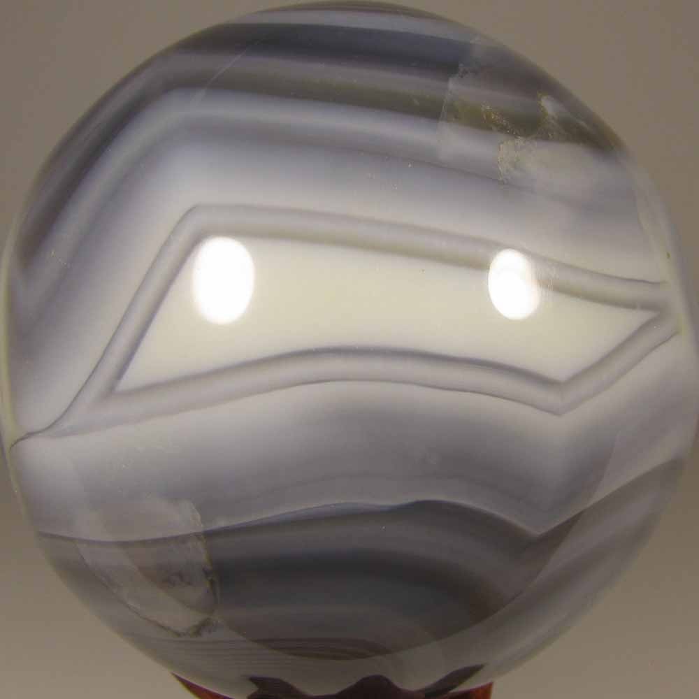3″ BANDED AGATE Crystal Sphere Ball w/ Stand – Madagascar – 76mm – 1.4 lbs.