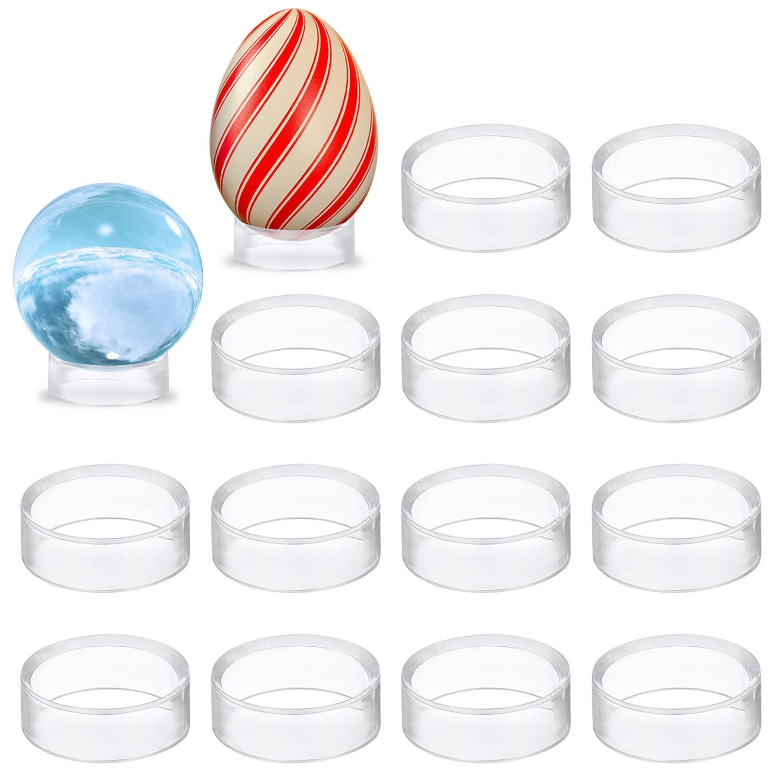 9Pcs Display Stands Acrylic Clear Medium Round Baseball Ring Stands Easel Holder