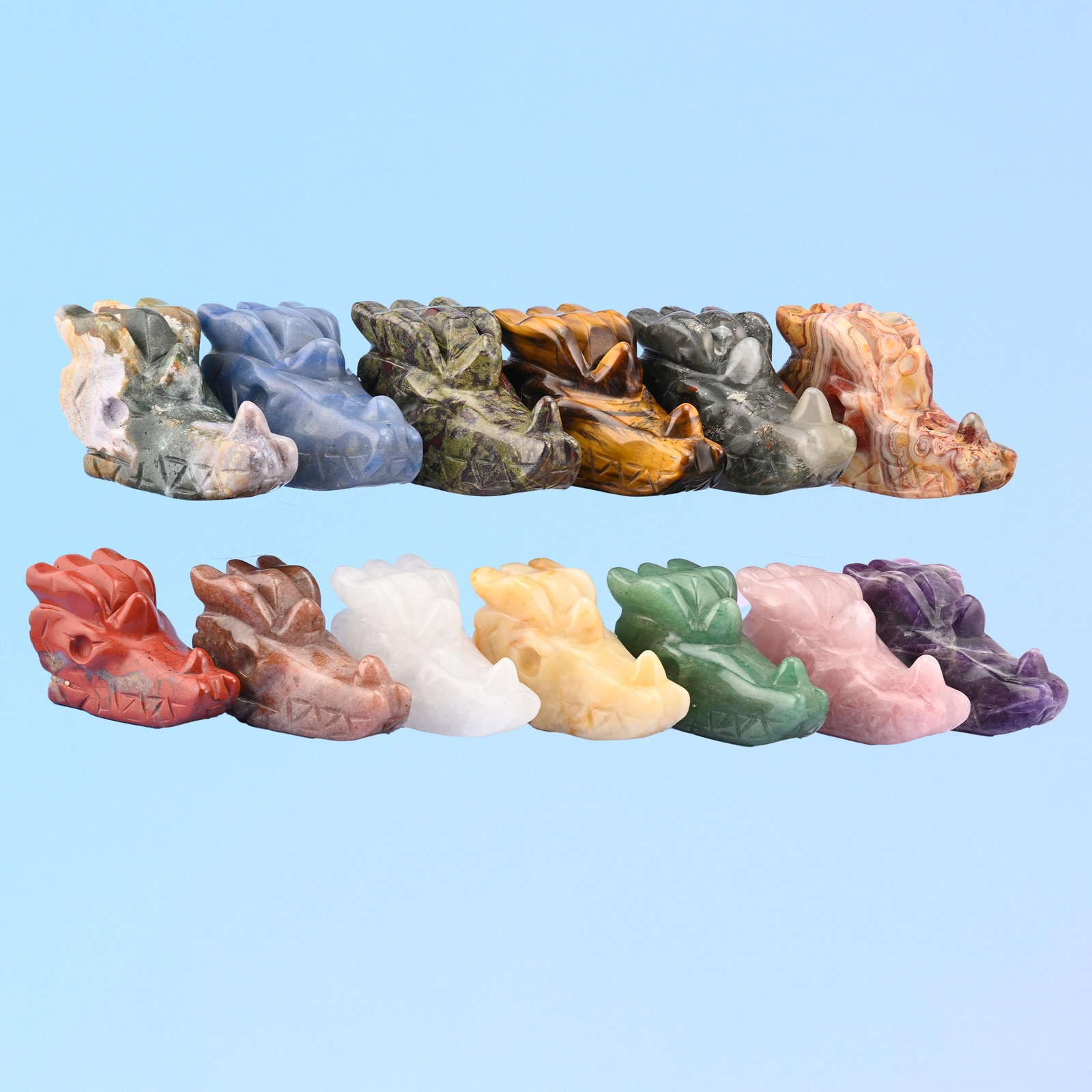 Dragon Head Crystal Carving Figurines – Size 2 Inches and 2.5 Inches Available