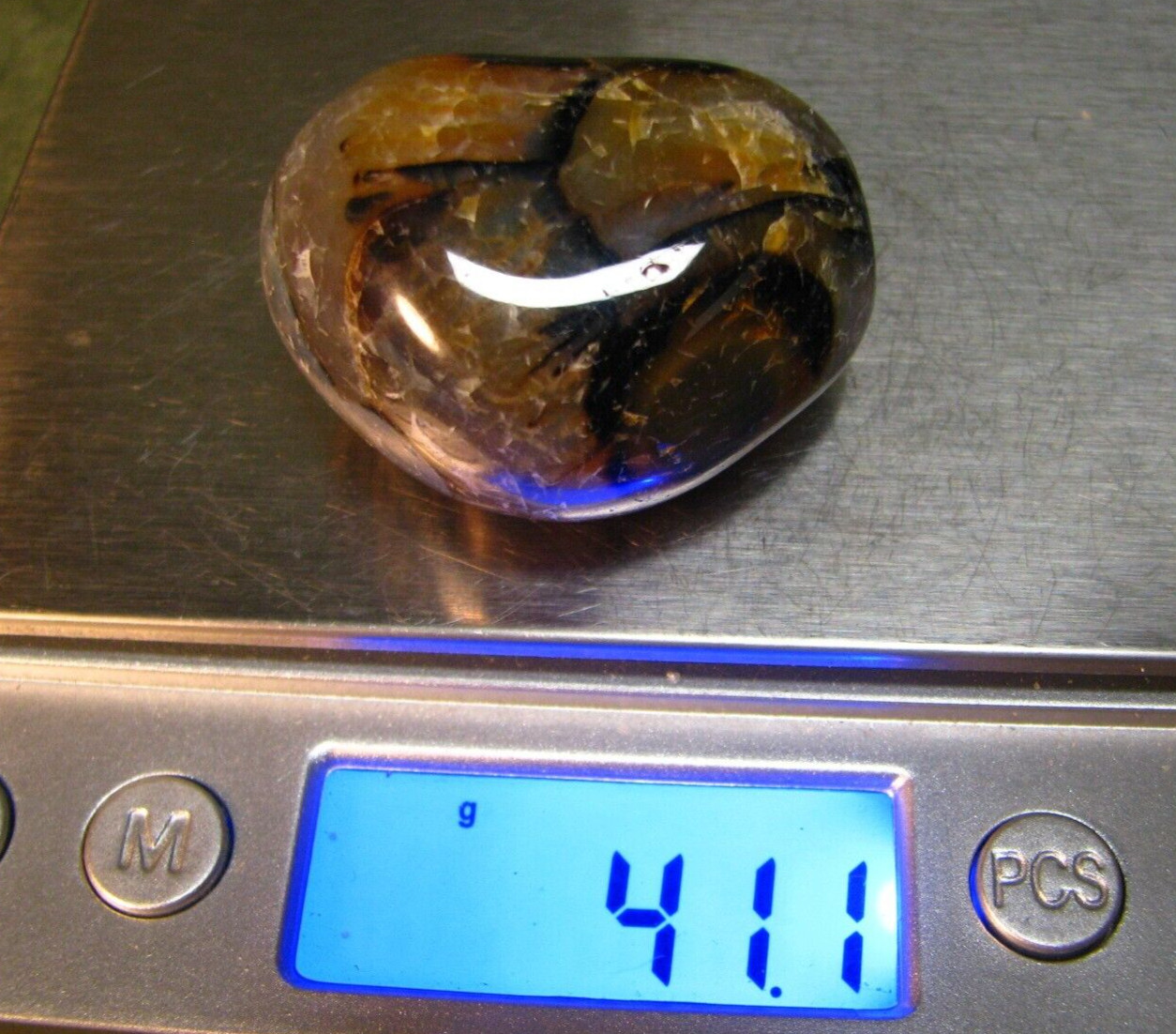 41g 40mm DENDRITIC CHALCEDONY AGATE PALM STONE MADAGASCAR MAD CRAZY LACE #014