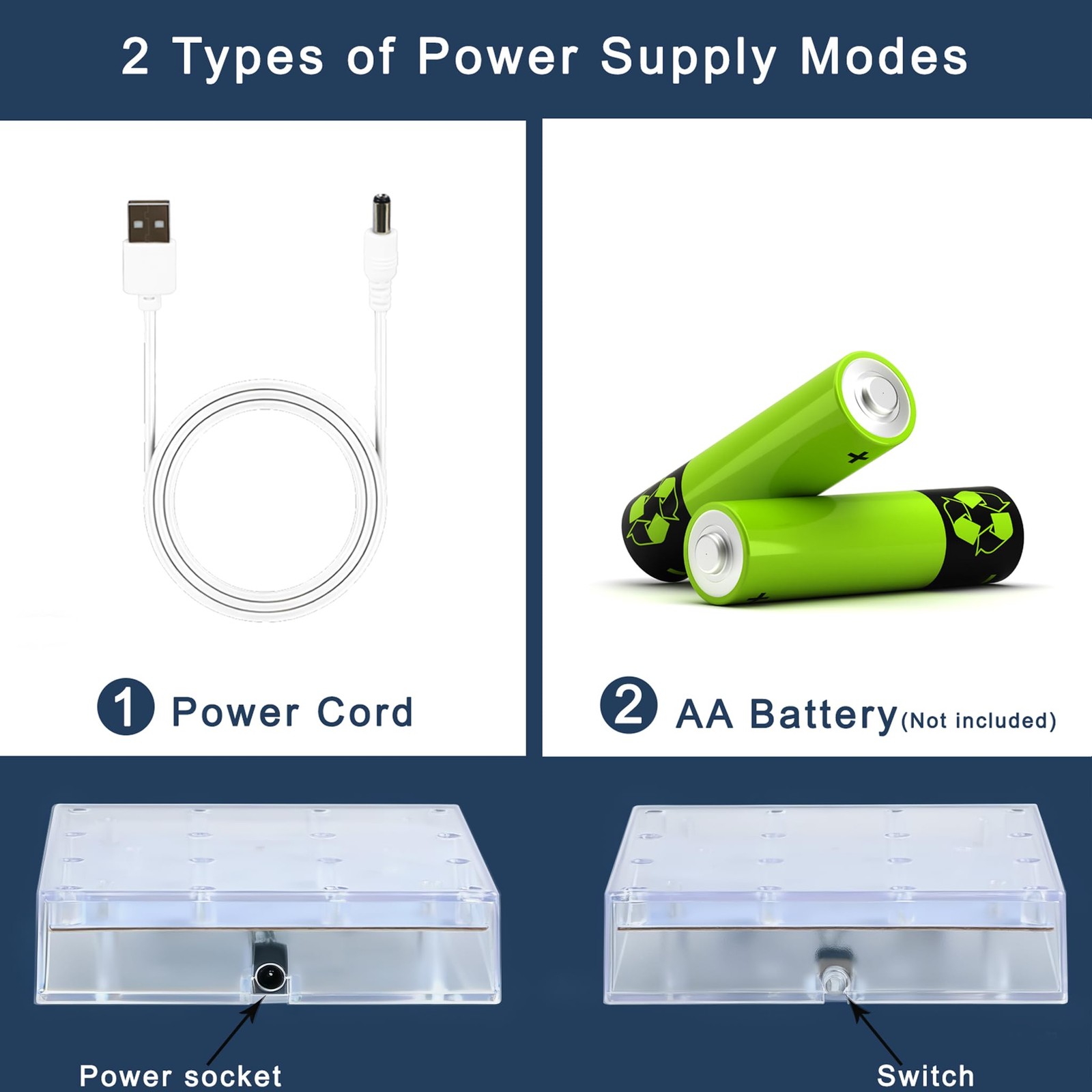 5 inch Square Rechargeable Light Base – Charging USB or Battery Powered