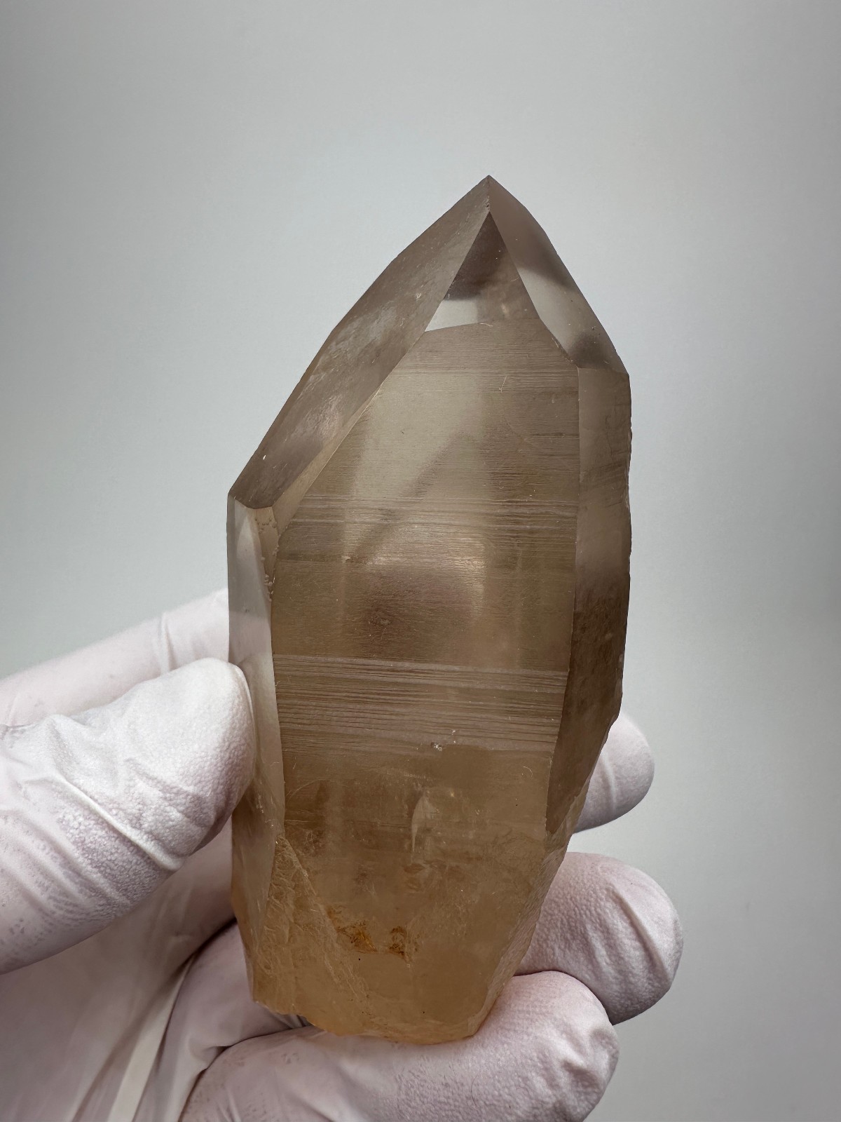 Large Clear Lemurian Seed Quartz Crystal Smokey Point__Serra do Cabra