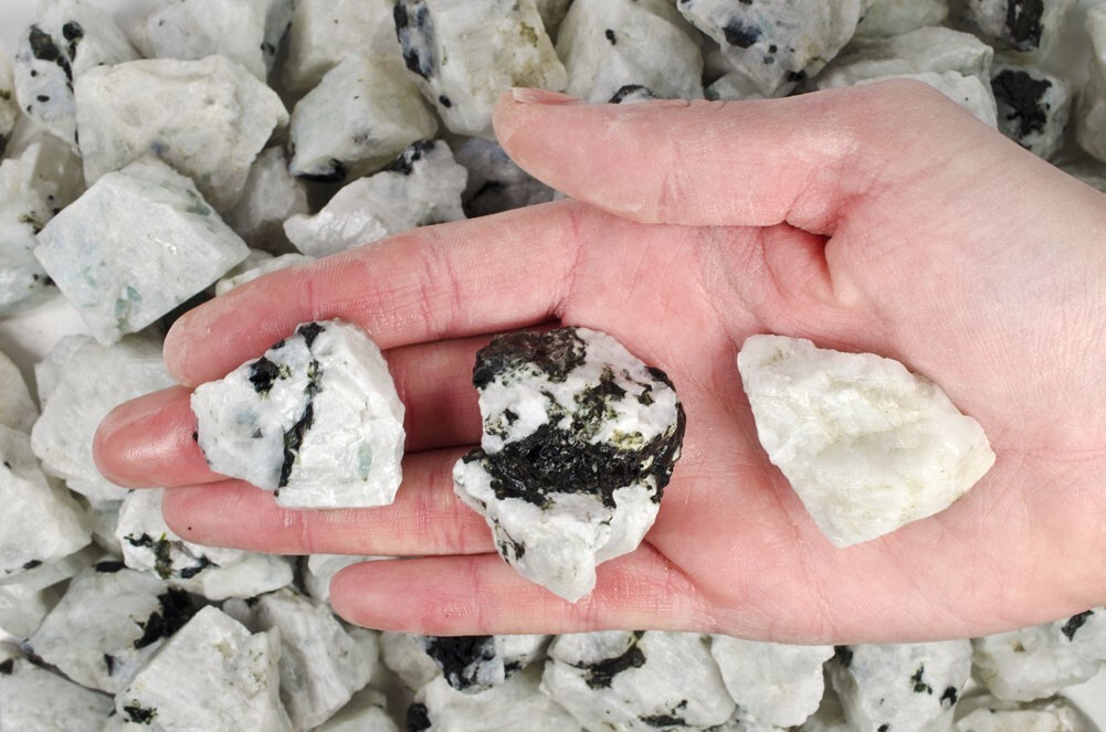 1/4 lb Rainbow Moonstone Rough Stones – Natural Crystal Mineral Rock Tumbling