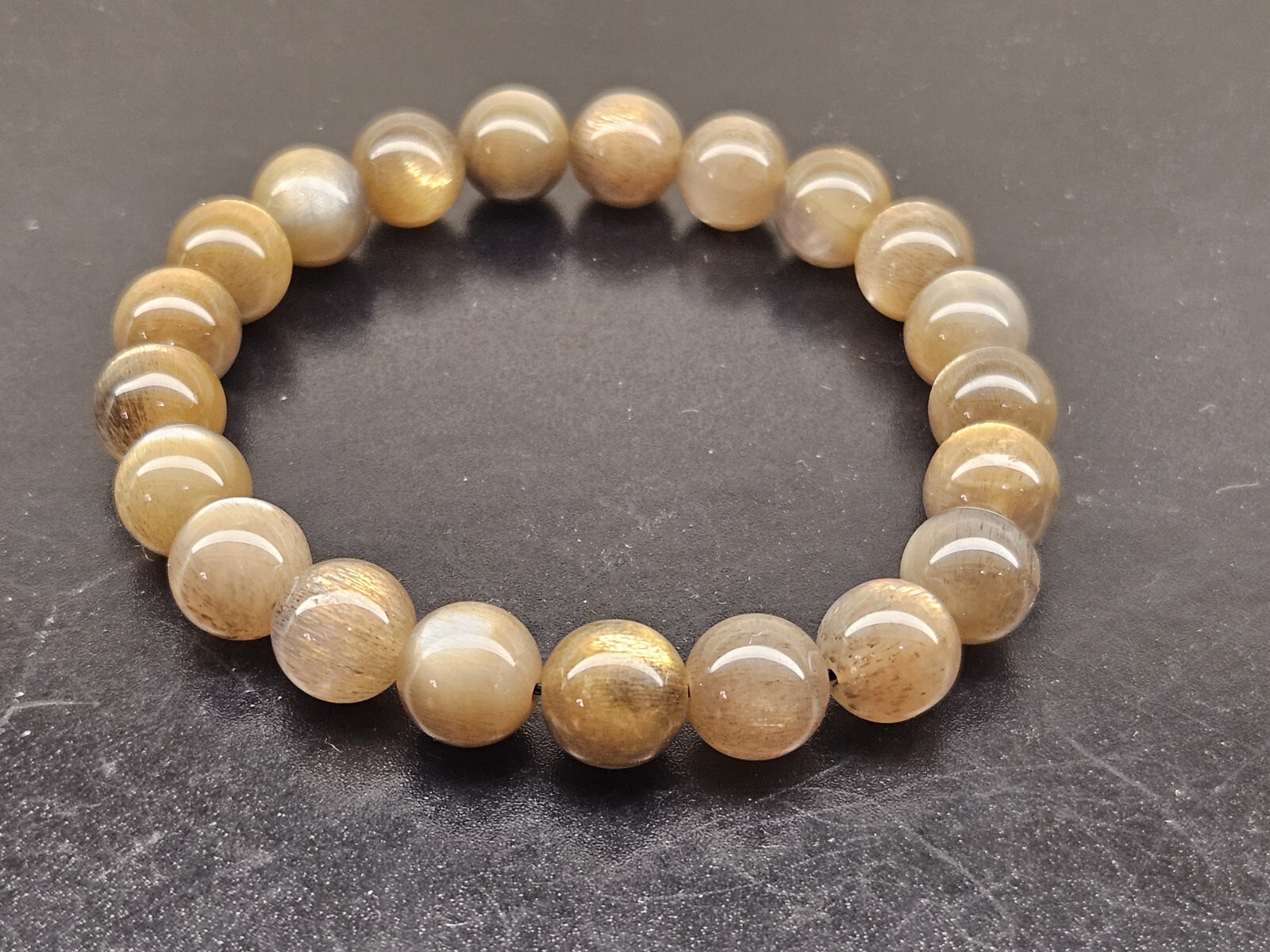 Top Quality Golden Black Sunstone Beads Bracelet 9.3mm